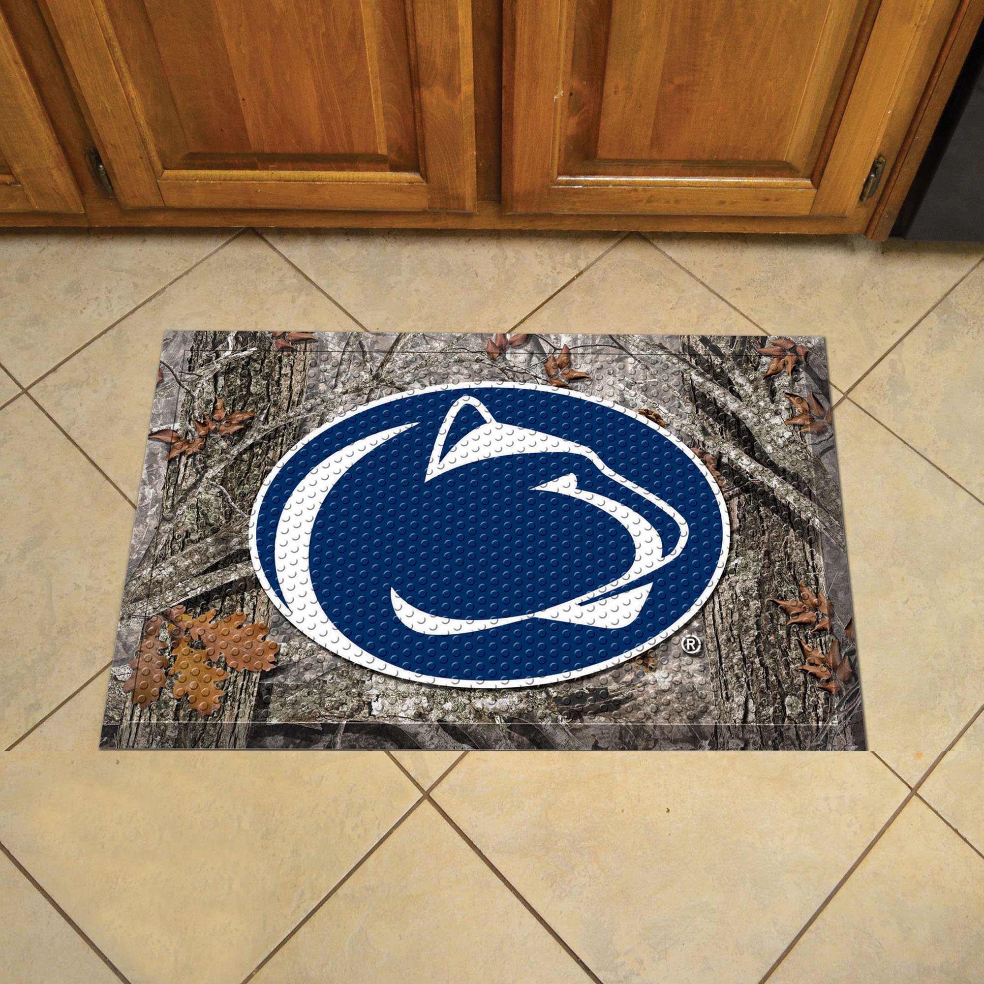 FANMATS 19199 Penn State Nittany Lions Rubber Scraper Door Mat - Camouflage Design for Outdoor & Indoor Use - Perfect for College Dorm, Game Room, or Front Porch