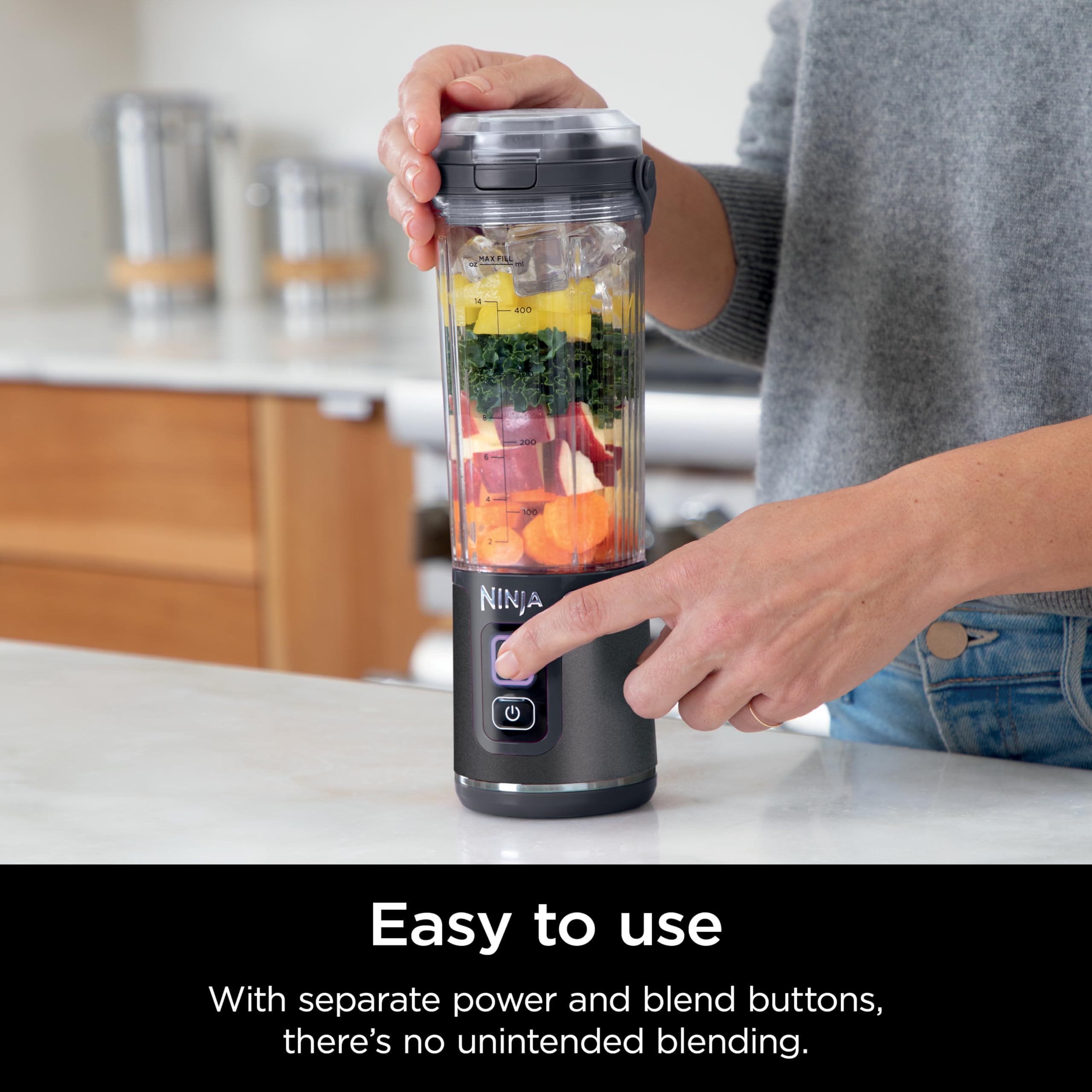 Ninja Blast Portable Blender - 18oz Cordless Personal Blender for Smoothies & Protein Shakes | BPA Free, Leakproof Lid with Sip Spout | USB-C Rechargeable & Dishwasher Safe | Perfect for Gym, Travel & Office (Metallic Black, BC151MB)