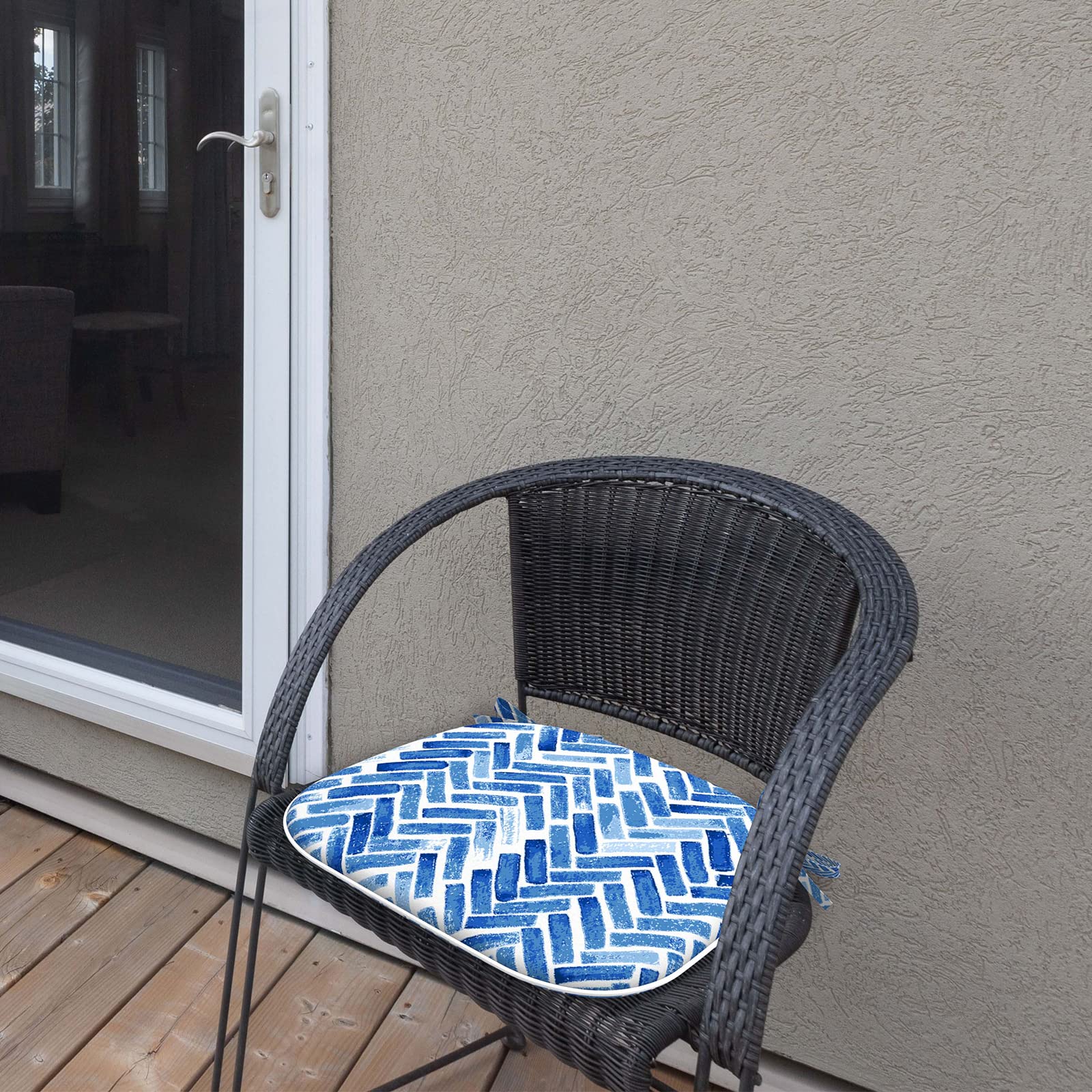 LVTXIII 4-Pack Blue Bricks Indoor/Outdoor Chair Cushions with Ties - 16x17 Inch Patio Seat Pads for Garden, Home & Office Furniture - Weather-Resistant & Comfortable for Lounging, Dining & Relaxing