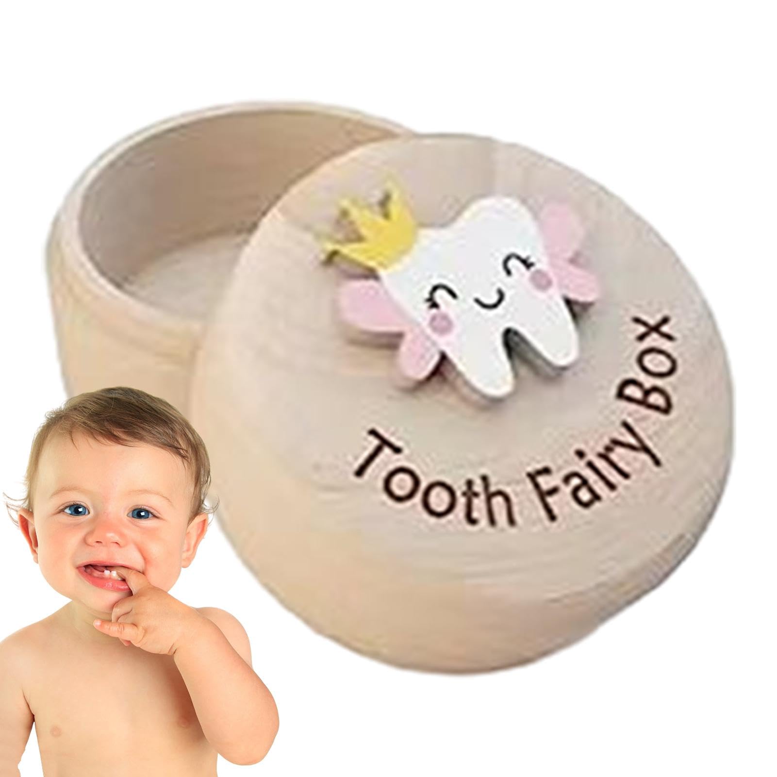 Wooden Tooth Fairy Box for Kids - Handcrafted Keepsake Organizer for Baby Teeth | Cute Carved Wooden Storage Box | Perfect Tooth Fairy Gift for Baby Showers & Birthdays | Gender-Neutral Teeth Container for Boys & Girls | Ideal for First Tooth Celebrations & Childhood Memories