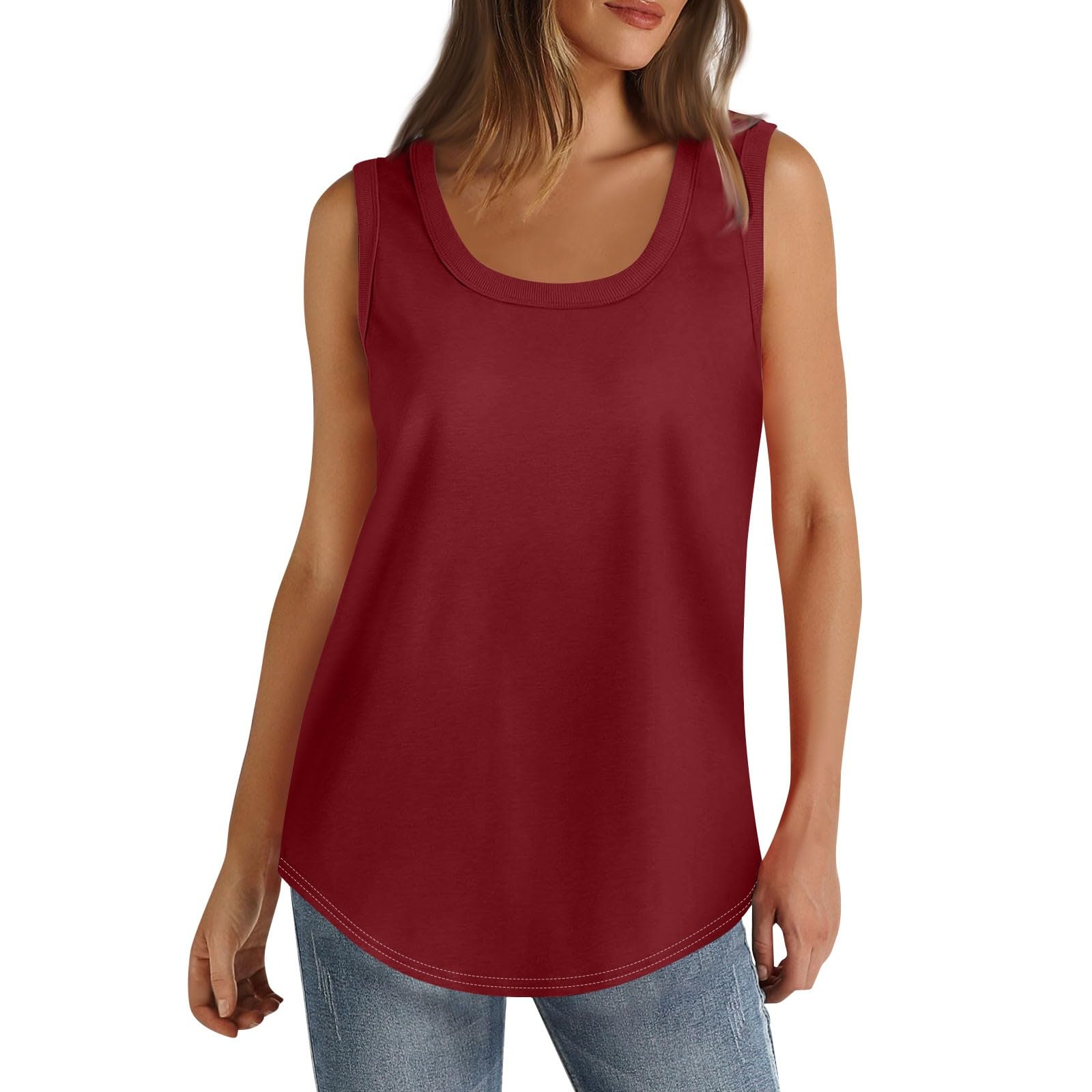 2024 Women's Summer Sleeveless Tank Tops - Square Neck Casual Printed Loose Fit Yoga Shirts for Workout & Daily Wear | Cute Blouses for Beach, Gym, Running & Street Fashion