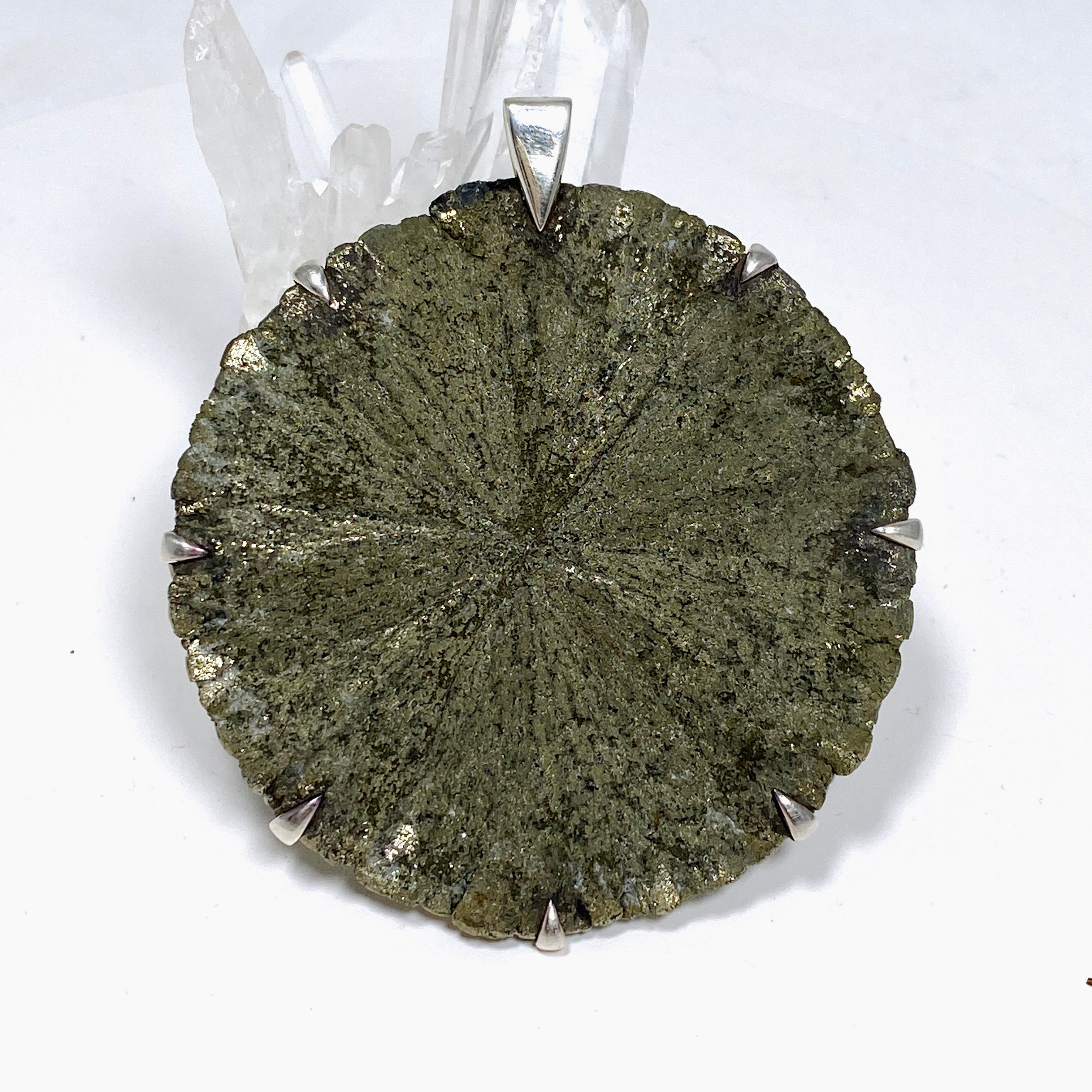 Natural Pyrite Sun Pendant Necklace - 72mm BTP Handmade Jewelry for Women - Perfect for Boho Fashion & Spiritual Healing