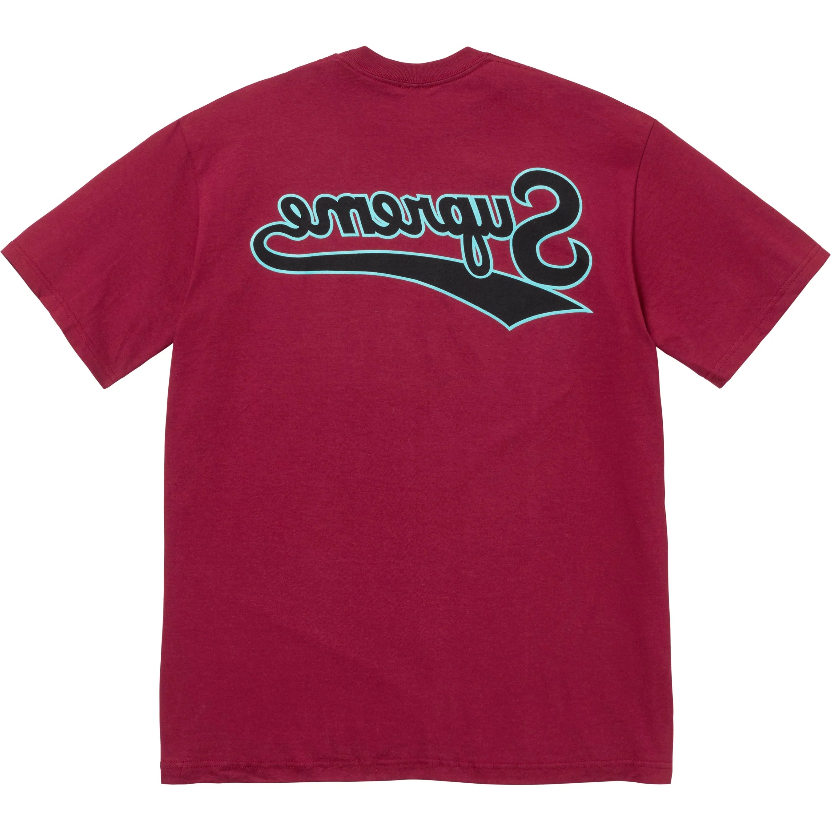 Supreme Backwards Logo Tee in Cardinal Red - Stylish Streetwear for Men & Women | Perfect for Casual Outfits, Urban Fashion, and Street Style Looks