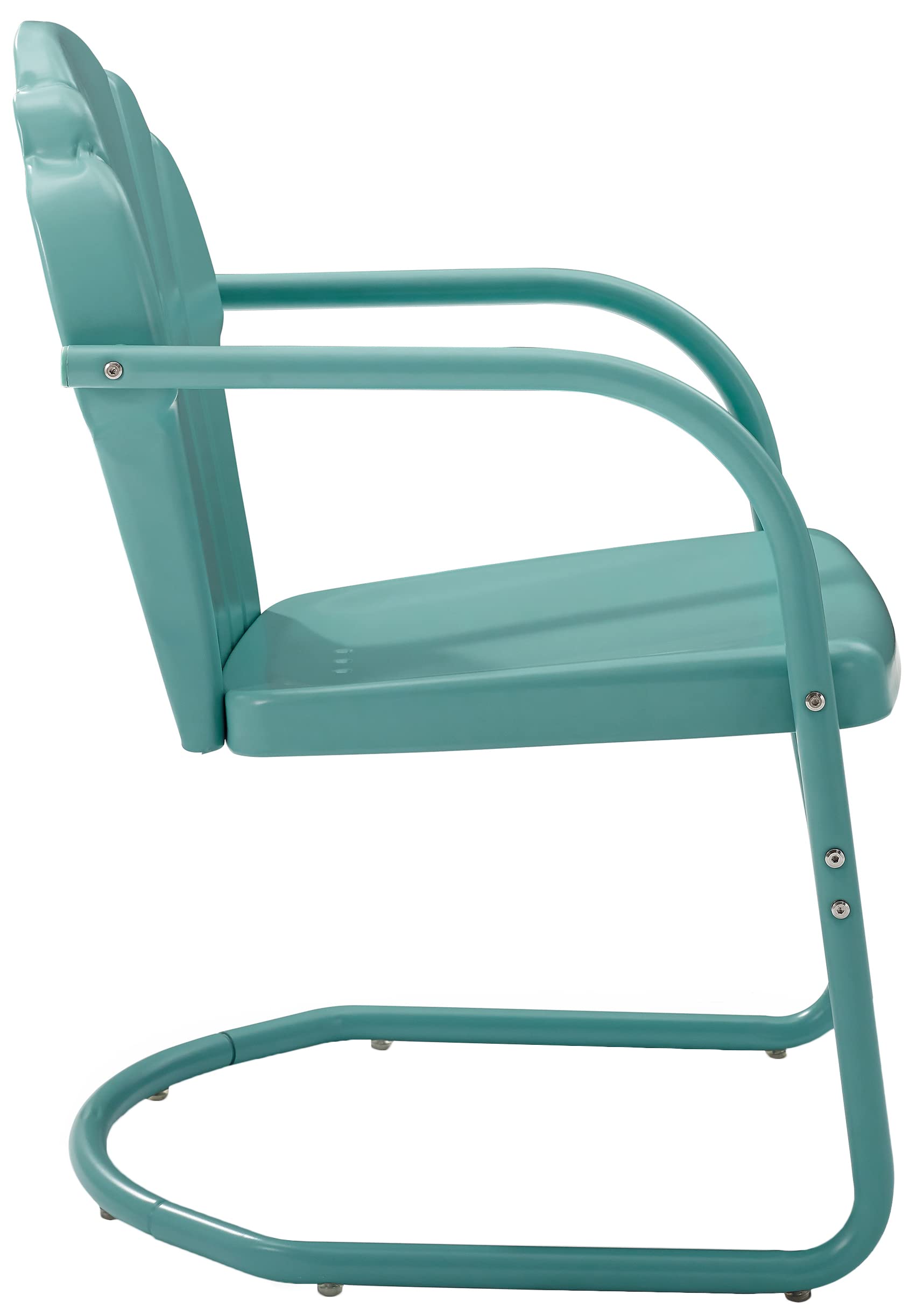 **Crosley Furniture Tulip 2-Piece Outdoor Chair Set - Retro Metal Patio Dining Chairs for Porch, Deck, Balcony - Pastel Blue Satin Finish - Perfect for Garden, Poolside & Backyard Relaxation**
