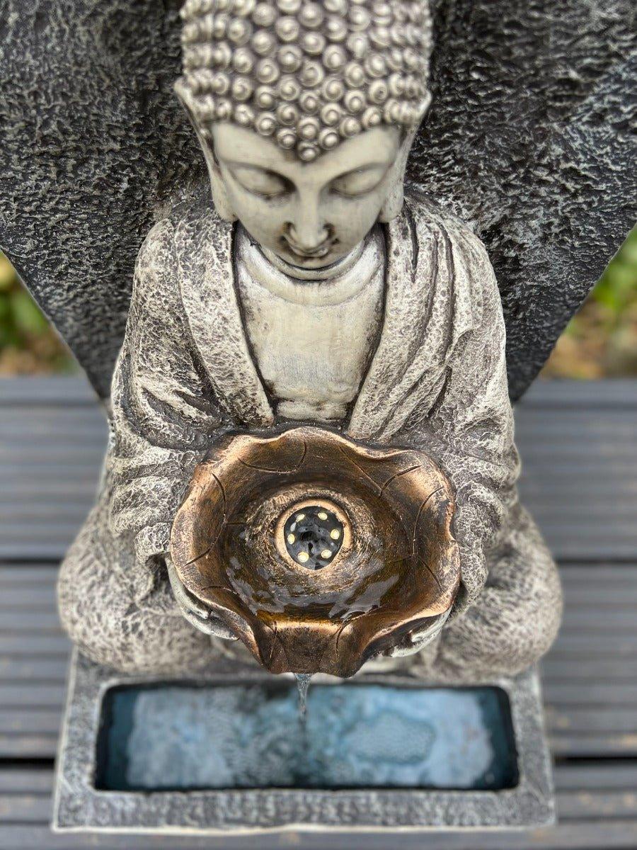 Buddha Solar Water Fountain with LED Light - 30x32x51.5cm Outdoor Garden Decor for Patio, Yard & Meditation Space