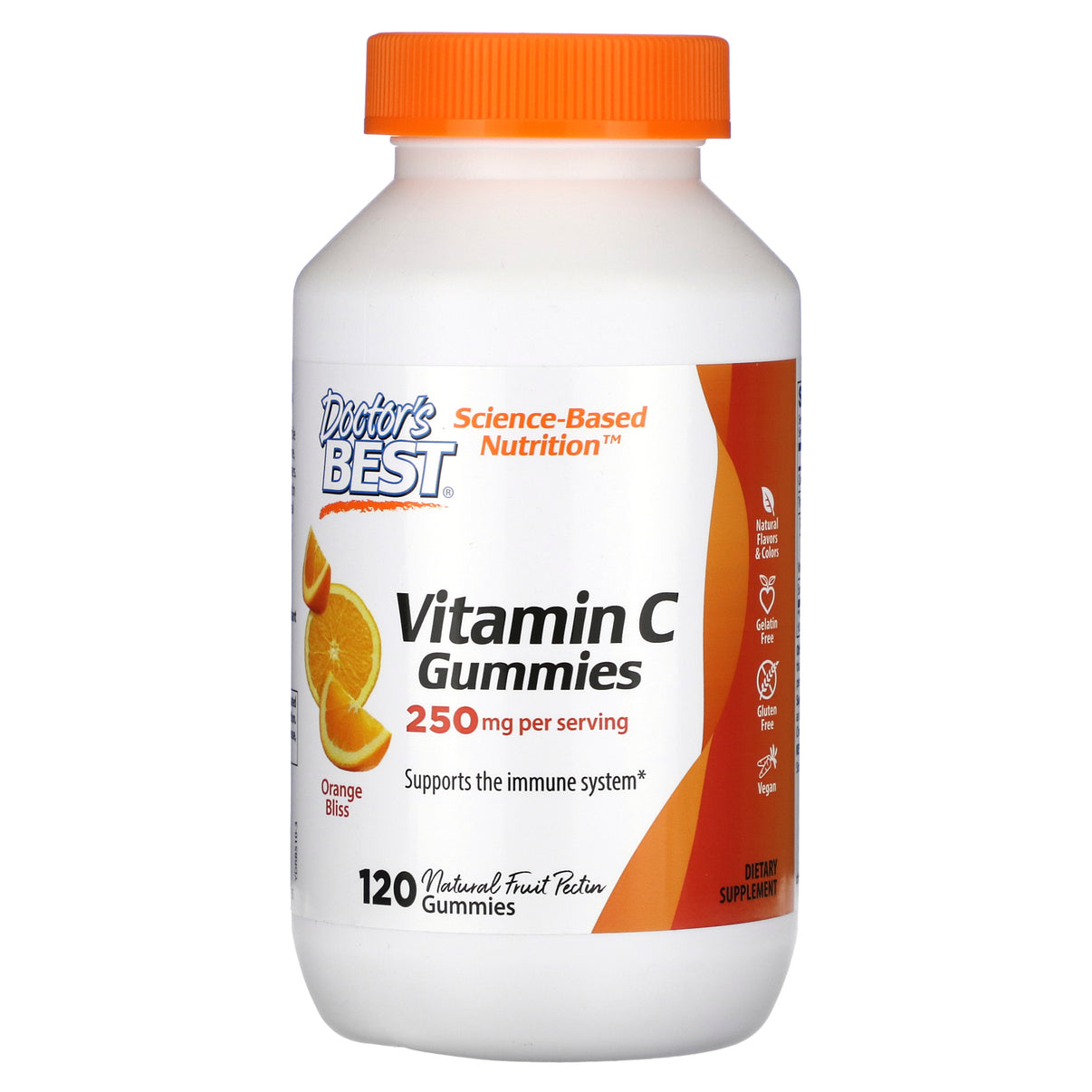 Doctor's Best Vitamin C Gummies - Orange Bliss Flavor, 125mg per Serving, 120 Count | Immune Support & Antioxidant Boost | Perfect for Daily Wellness, Travel & On-the-Go Nutrition