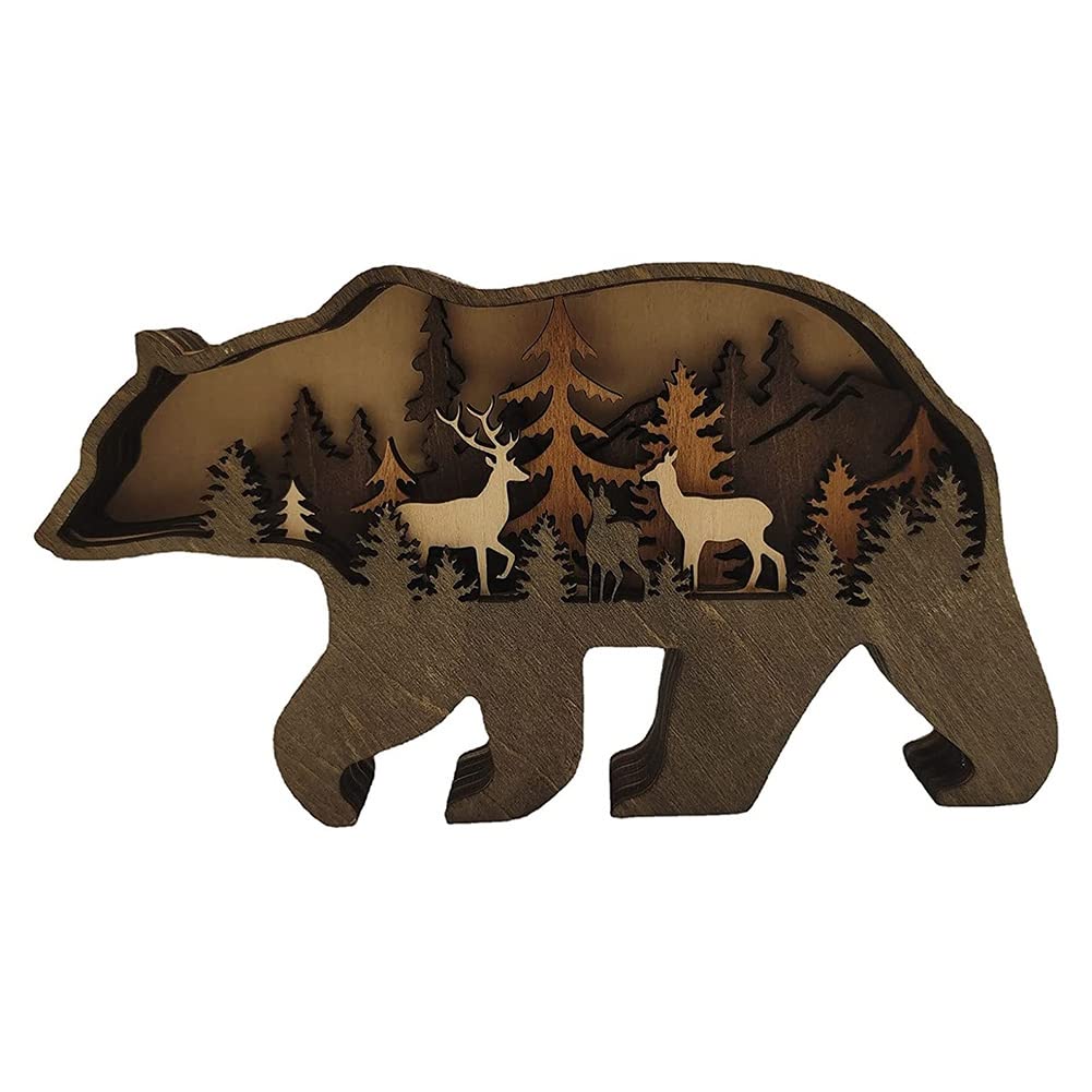 SOOHAB Bear and Deer Wall Art - Rustic Woodland Animal Decor for Cabin, Lodge & Home - Perfect for Living Room, Bedroom or Nursery Decorations