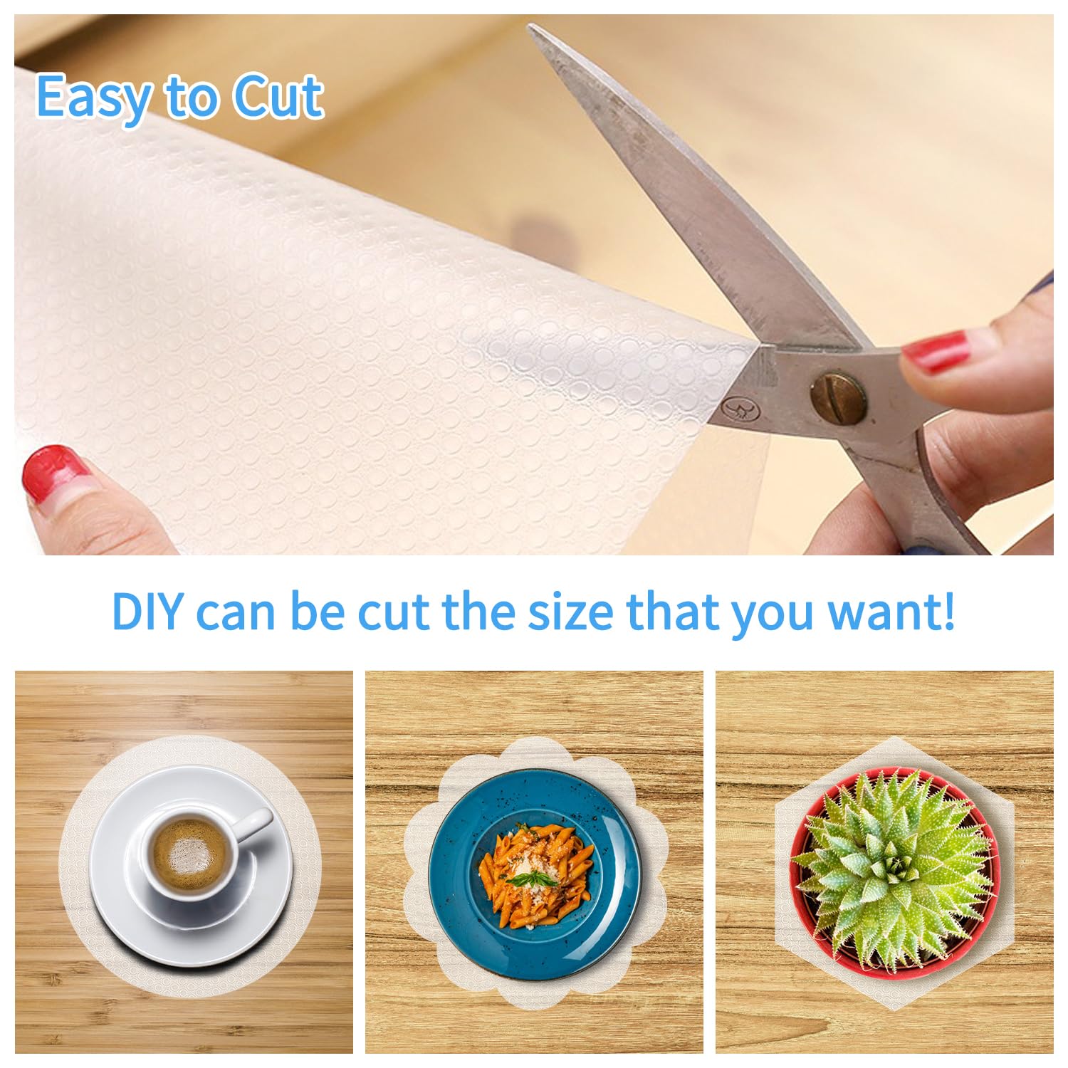Bloss Clear Non-Adhesive Drawer & Shelf Liners - Waterproof Kitchen Cabinet Liner 12