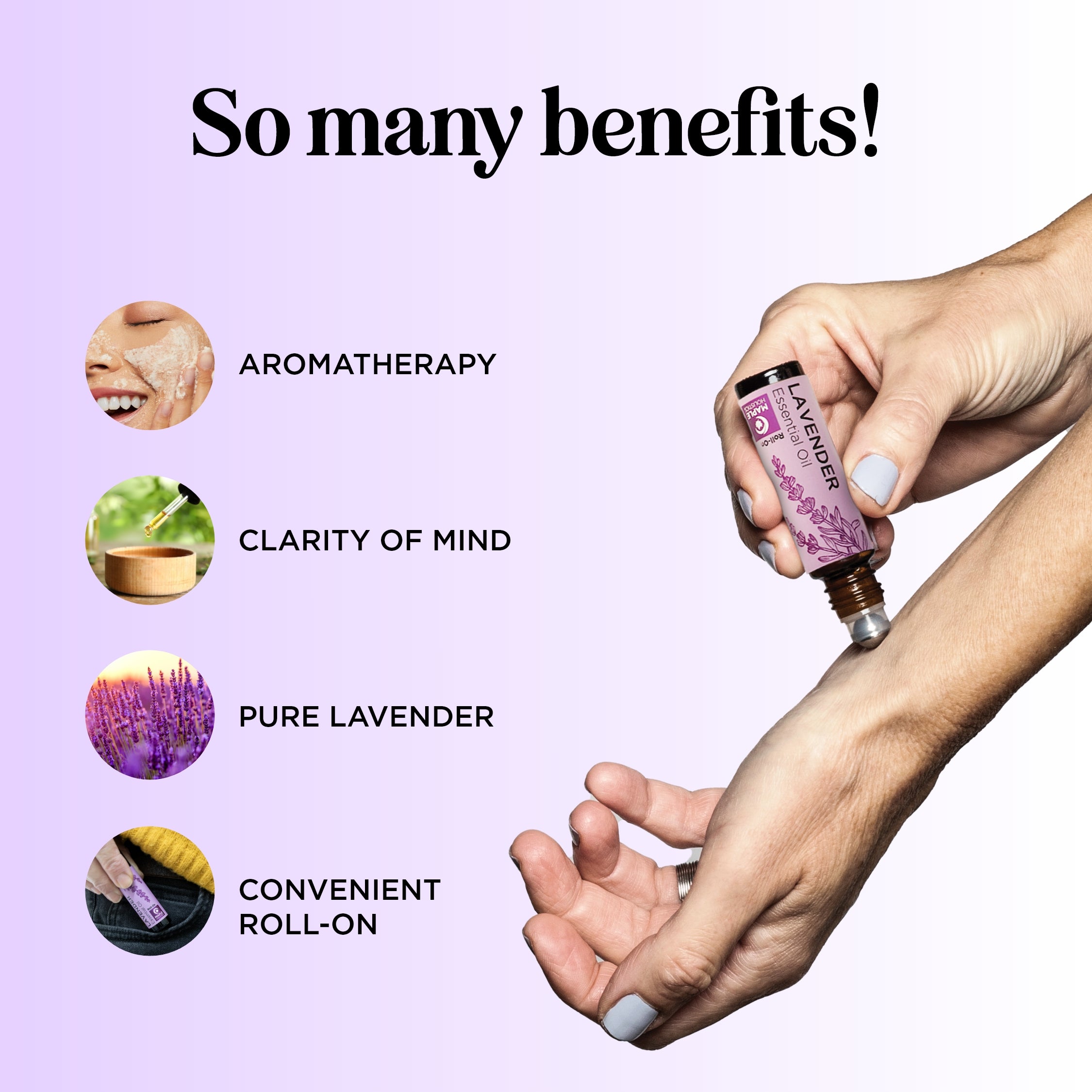 Pure Lavender Essential Oil Roll On for Stress Relief & Relaxation - Perfect for Aromatherapy, Travel & Home Use