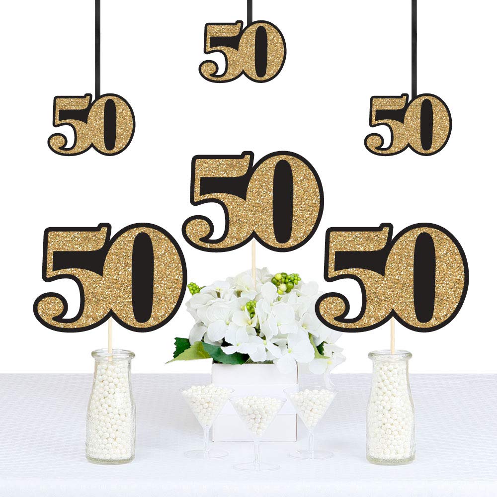 Big Dot of Happiness Adult 50th Birthday Party Decorations Kit - 20-Piece Gold DIY Party Supplies Set for Milestone Celebrations, Anniversaries & Special Occasions