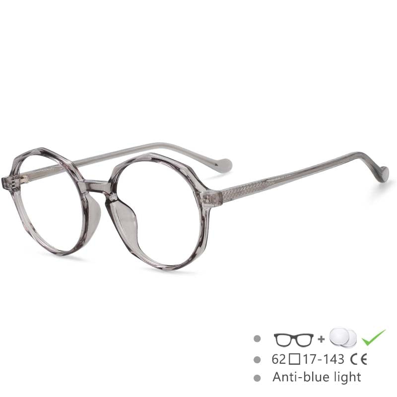 CCspace Unisex Full Rim Polygon Round Acetate TR90 Eyeglasses Frame 53168 - Lightweight & Durable for Work, Reading, and Daily Wear