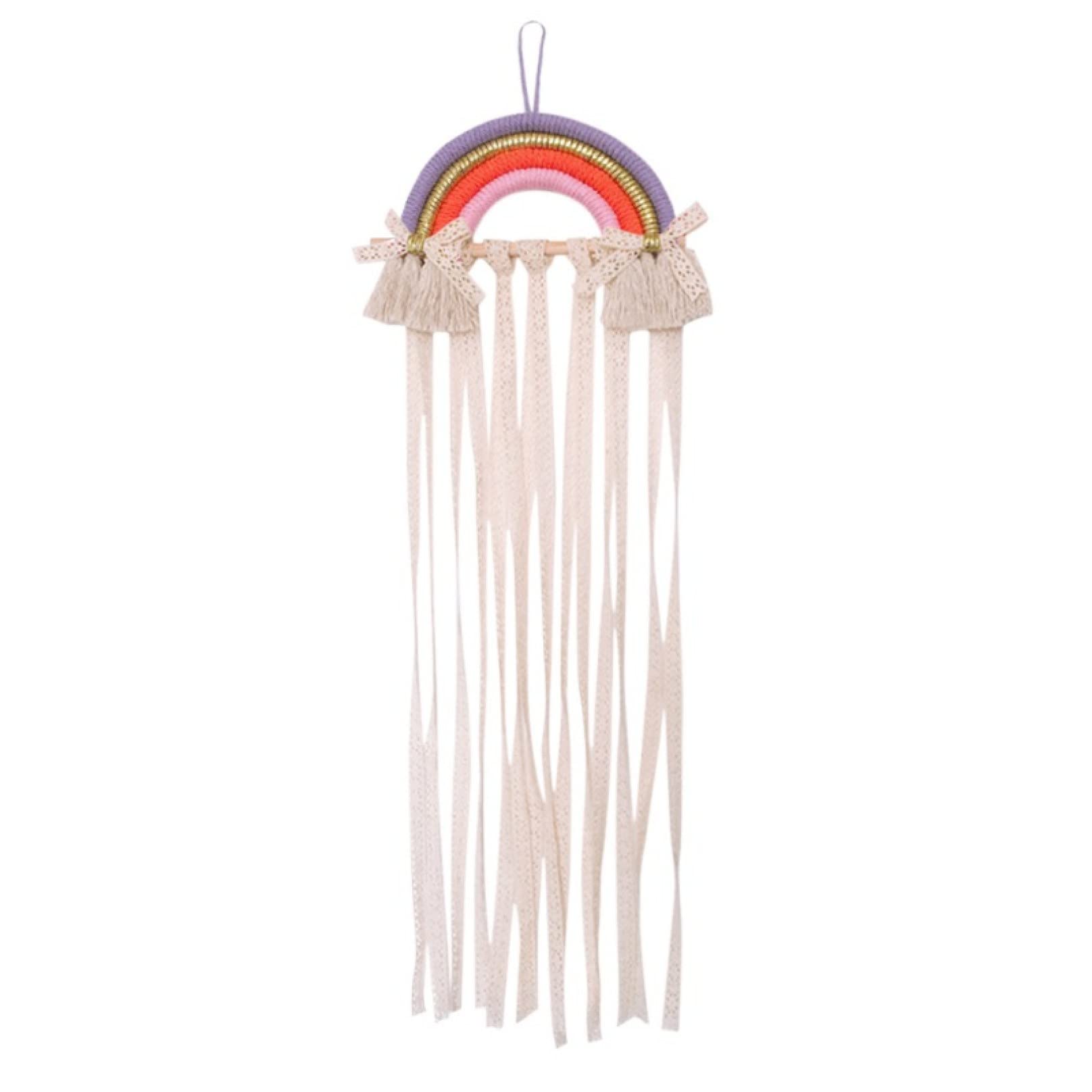 Rainbow Hair Accessory Organizer - Wall Mounted Hairband Storage Belt, Barrette & Hair Clips Holder for Girls & Women | DIY Home Decor for Bedroom, Bathroom & Dressing Room