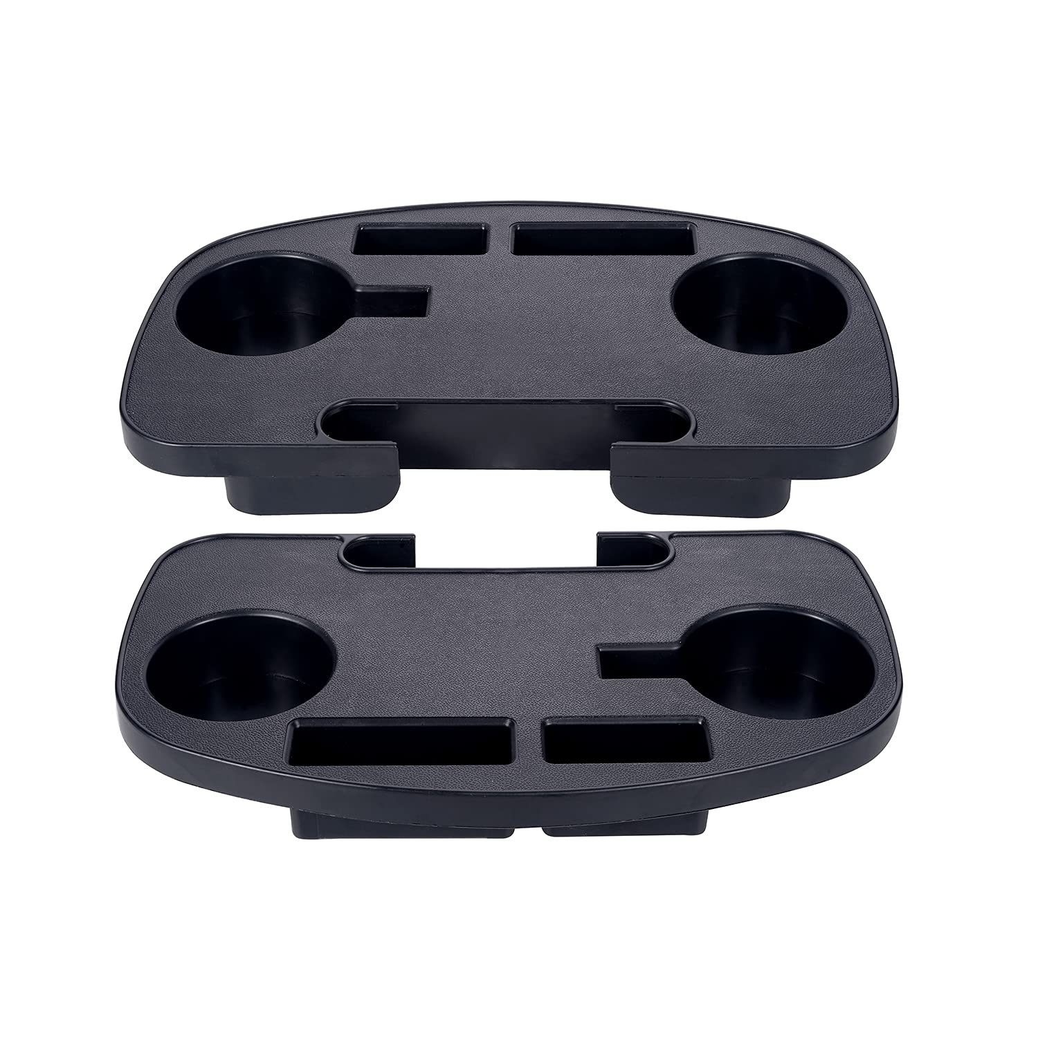 2 Pack Upgraded Zero Gravity Chair Cup Holder - Universal Clip-On Table with Phone Slot & Snack Tray for Outdoor Patio, Poolside, Camping, Beach (Black)