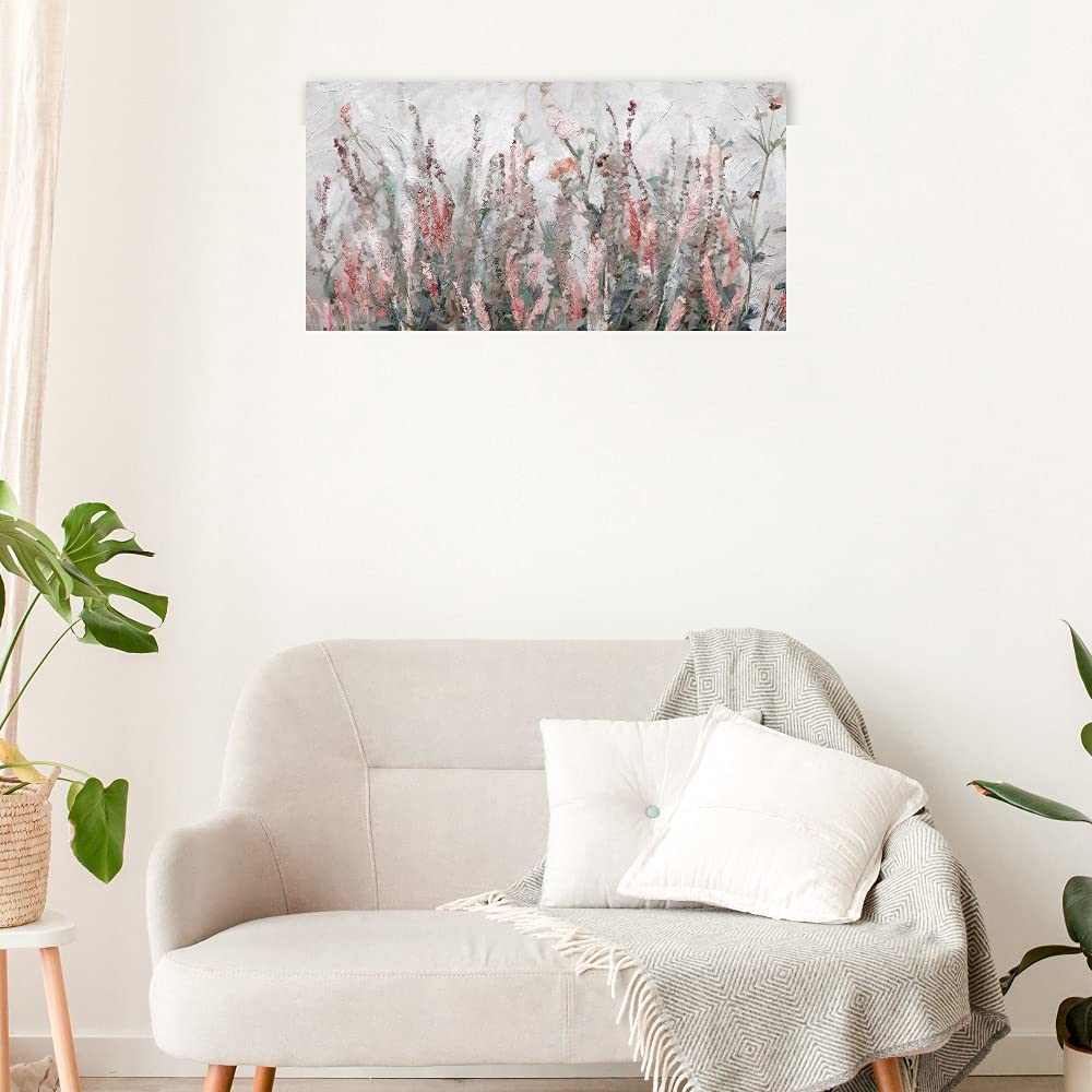 Summer Breeze Floral Canvas Wall Art - 40x21 Inch Hand-Painted Flower Painting for Bathroom & Living Room Decor | Modern Home Artwork for Bedroom, Office & Gift Ideas