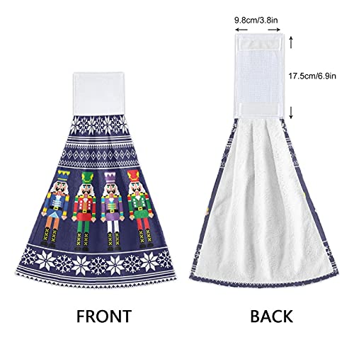 Christmas Nutcrackers Kitchen Towels Set of 2 - Absorbent Snowflake Design Hanging Hand Towels with Loops for Holiday Decor, Winter Kitchen & Bathroom Use - Perfect for Drying Dishes and Festive Home Decorating