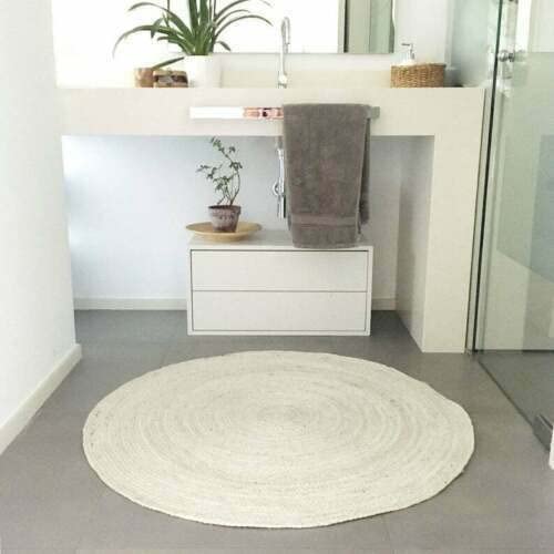Vipanth Natural White Jute Round Handmade Area Rug - 9ft Eco-Friendly Home Decor for Living Room, Bedroom, Kitchen & Hallway | Perfect for Boho, Farmhouse & Coastal Interior Design Styles