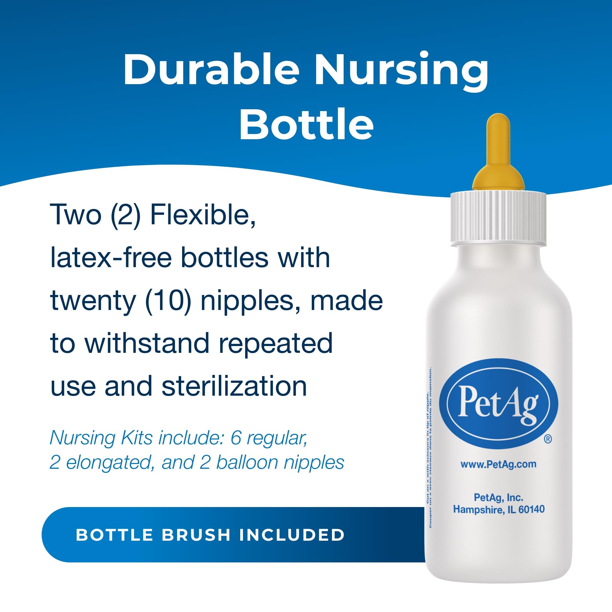 PetAg Nursing Kit 2oz (2-Pack) - Natural Feeding for Baby Animals - Home & Vet Use