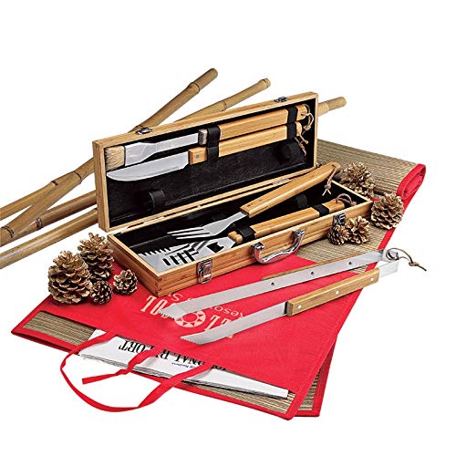 Custom BBQ Grilling Set with 5 Stainless Steel Tools - Personalized Laser Engraved Names & Designs - Perfect Gift for Grill Masters - Ideal for Backyard BBQs, Tailgating & Outdoor Cooking Parties