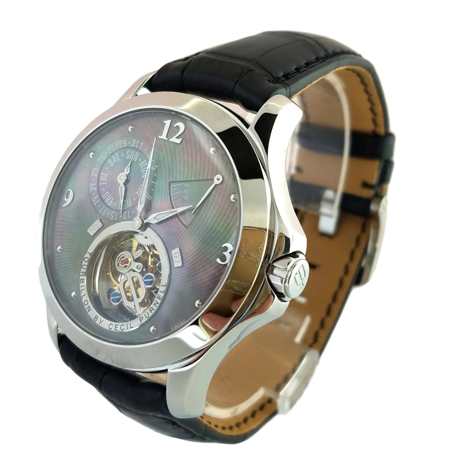 Cecil Purnell Luxury Tourbillon Watch - Stainless Steel Limited Edition Timepiece for Men | Perfect for Business Meetings, Formal Events & Watch Collectors