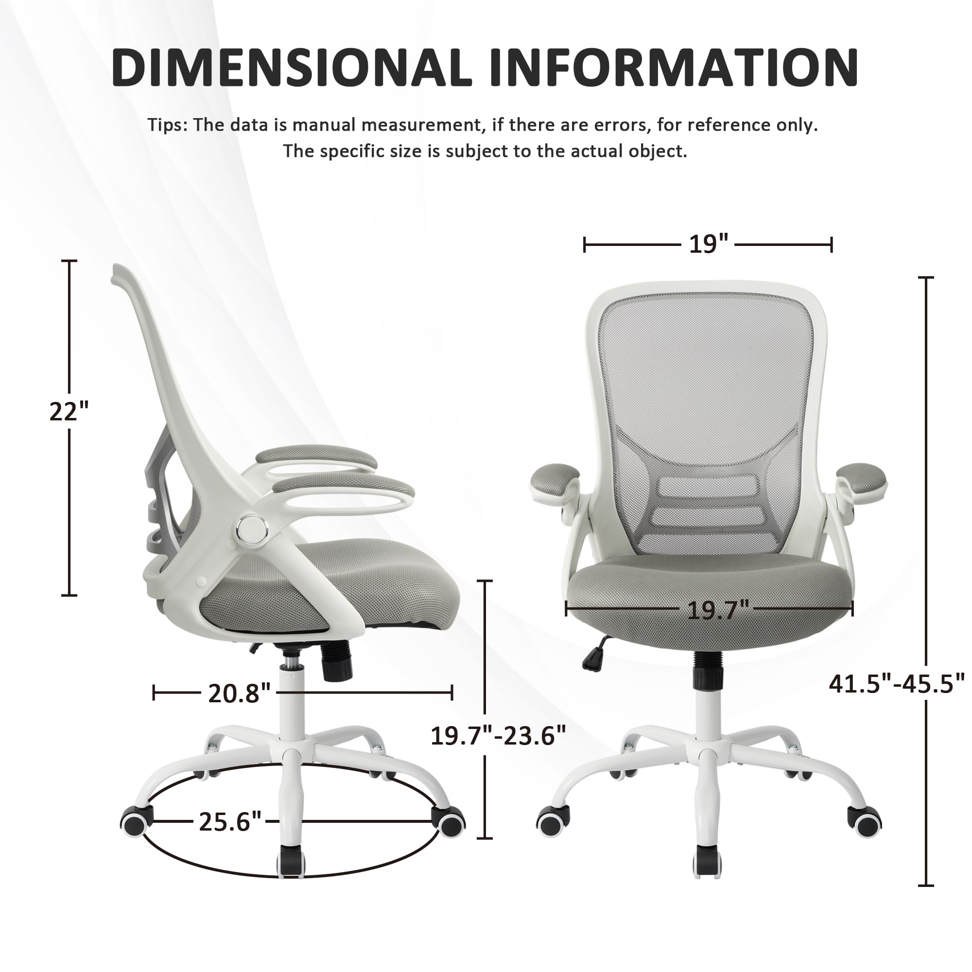 HYLONE Ergonomic White Office Chair - Breathable Mesh Back, Adjustable Height, Lumbar Support for All-Day Comfort - Perfect for Home Office, Gaming, and Workspace Use