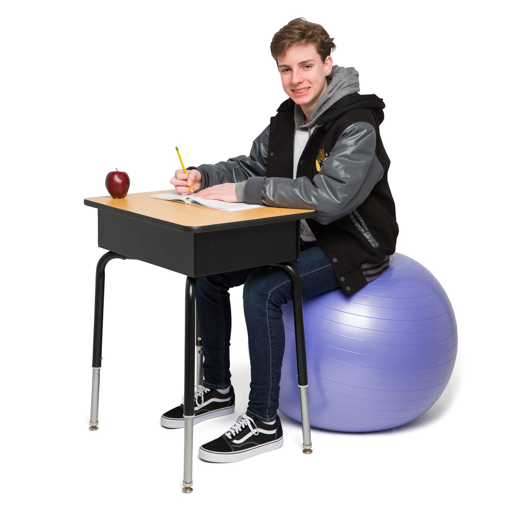 Bouncyband® 65cm Vibrant Purple Balance Ball - Exercise Stability Ball for Home & Office, Improve Posture & Focus - Perfect for Yoga, Pilates, and Active Sitting at Work or School
