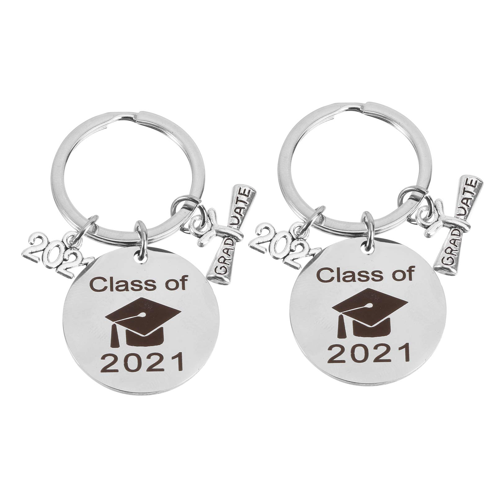 INOOMP 2-Pack Graduation Keychains - Inspirational Letter Keyrings for Graduates, Perfect Graduation Gifts for Students, Teachers & Friends - Great for Backpacks, Purses & Gift Giving