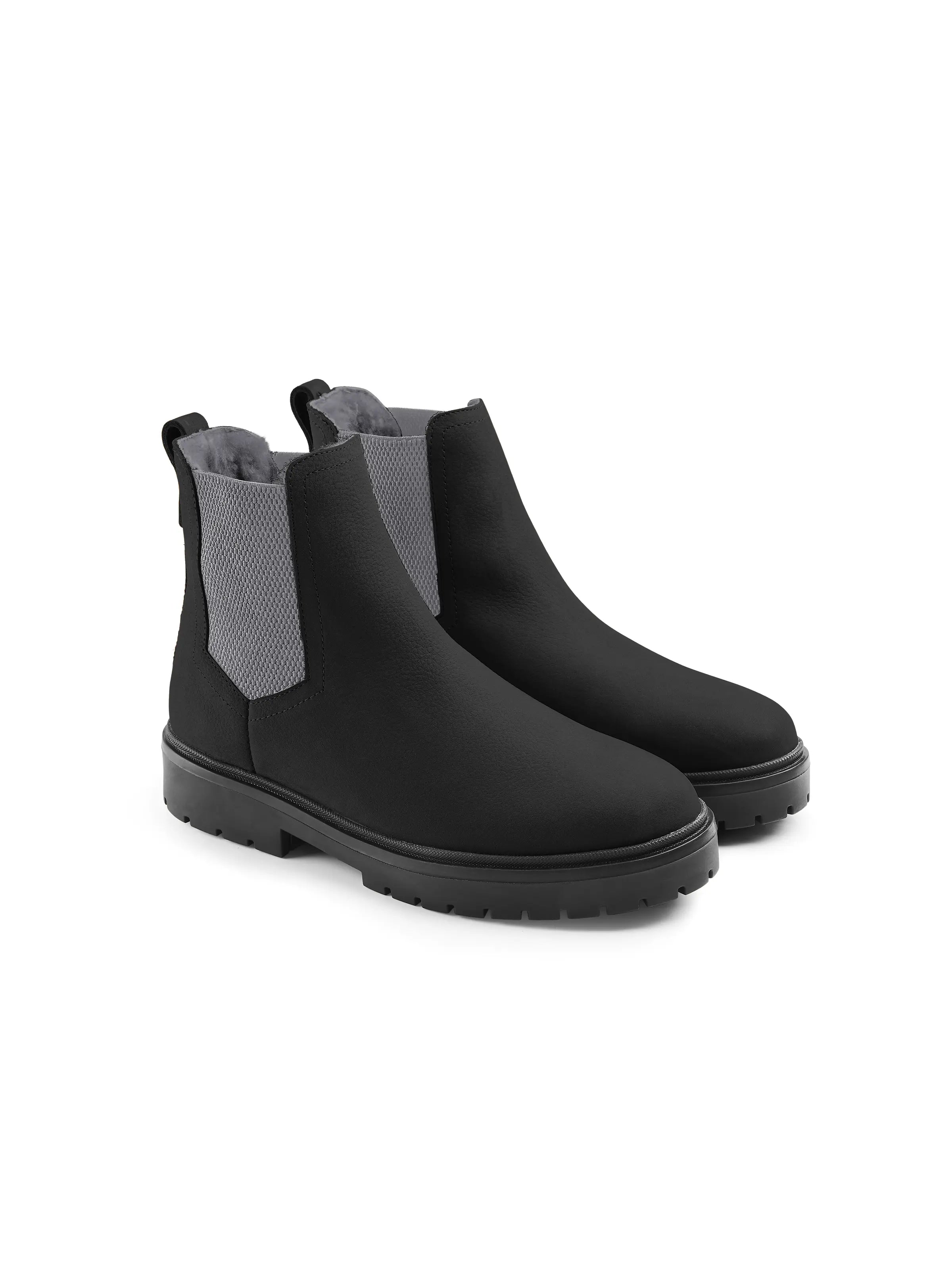 Premium Sheepskin Boudica Boots in Black & Grey - Women's Winter Fashion Boots for Cold Weather, Outdoor Activities & Casual Wear