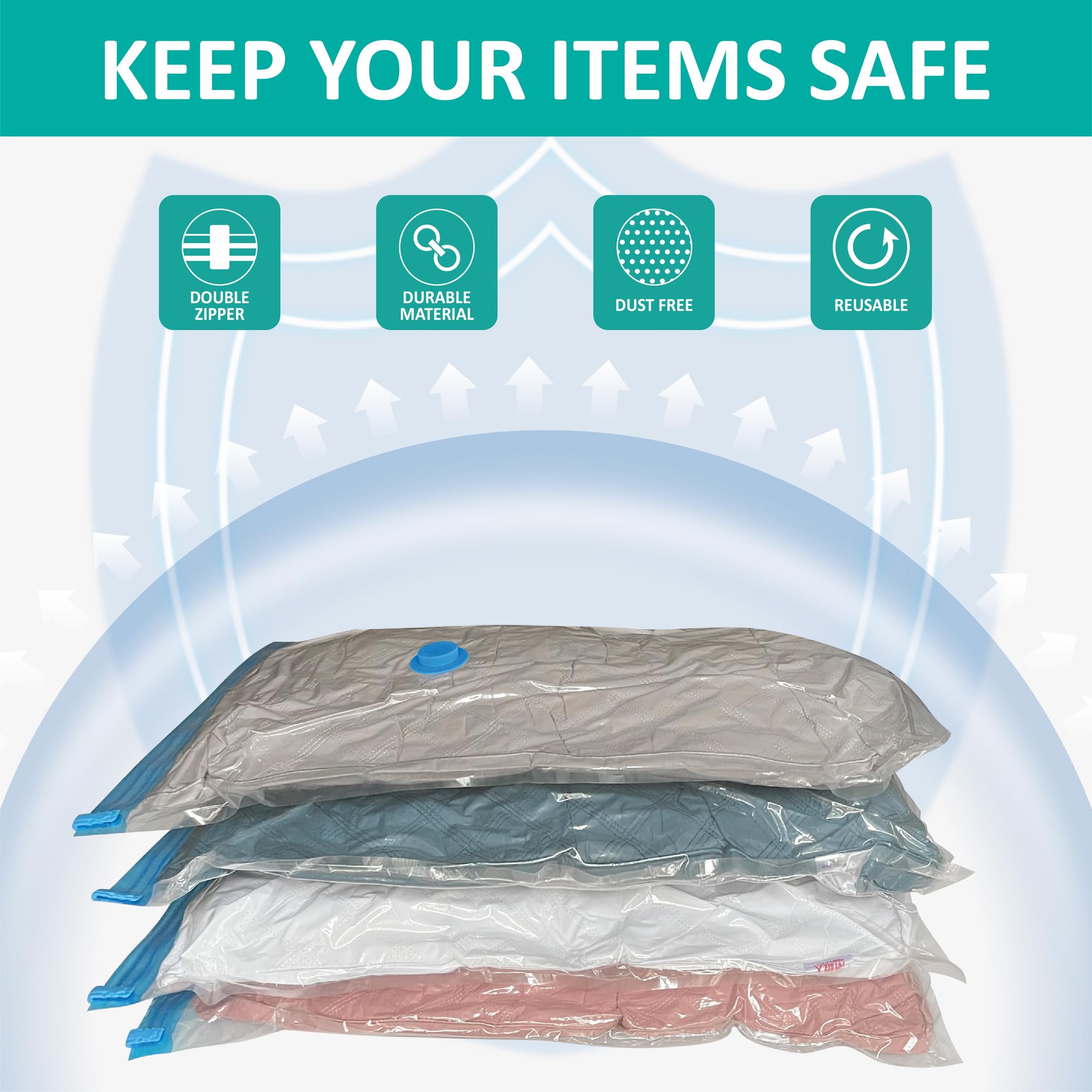 Electric Vacuum Storage Bags 14-Pack (3 Jumbo/3 Large/4 Medium/4 Small) - Space Saving Vacuum Sealed Bags for Clothes, Comforters, Blankets & Bedding | Includes Electric Pump for Easy Home Organization & Travel Storage