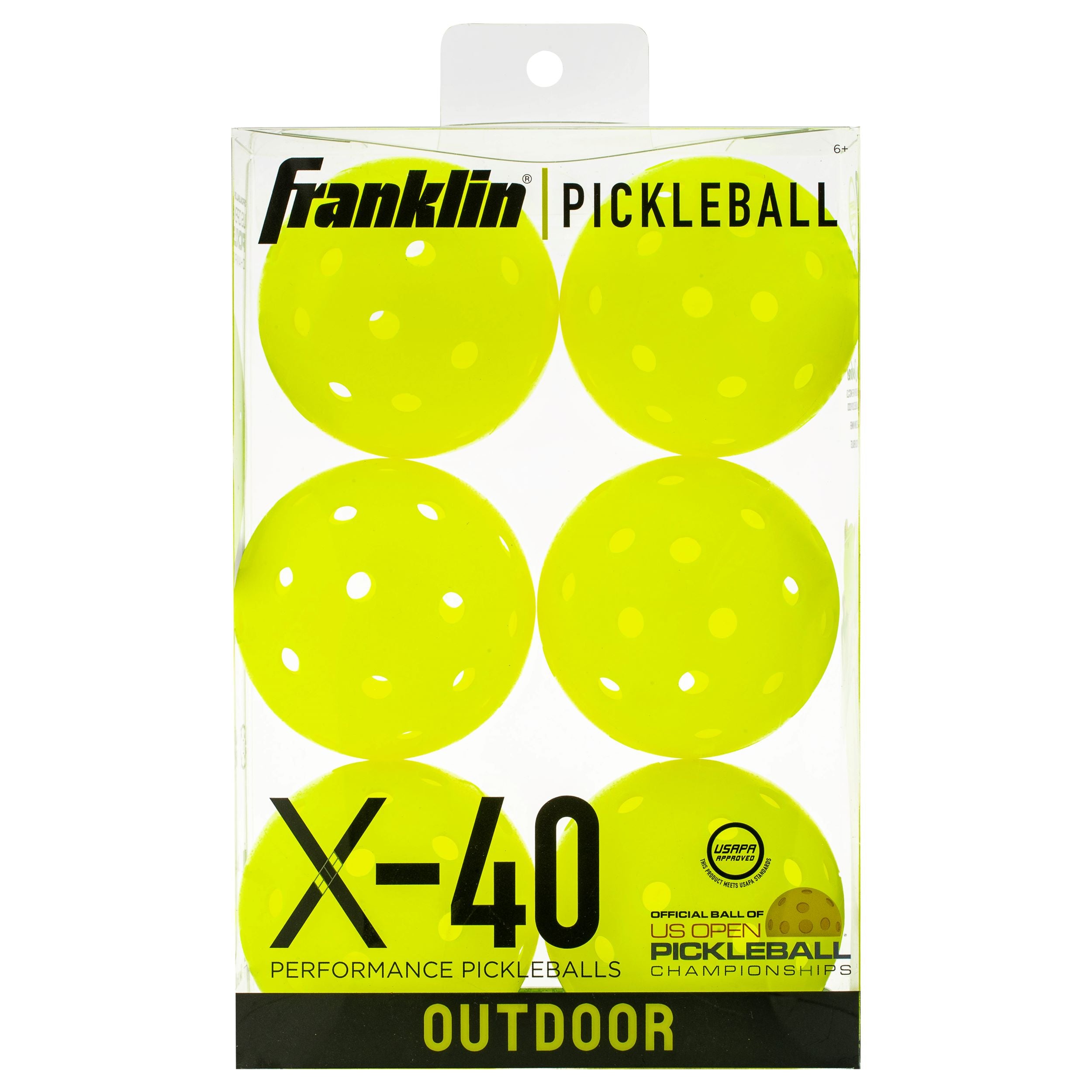 Franklin X-40 Outdoor Pickleballs - 6 Pack | USAPA Approved for Tournament Play | Durable & Weather-Resistant for Outdoor Courts | Perfect for Pickleball Tournaments, Backyard Games & Family Fun