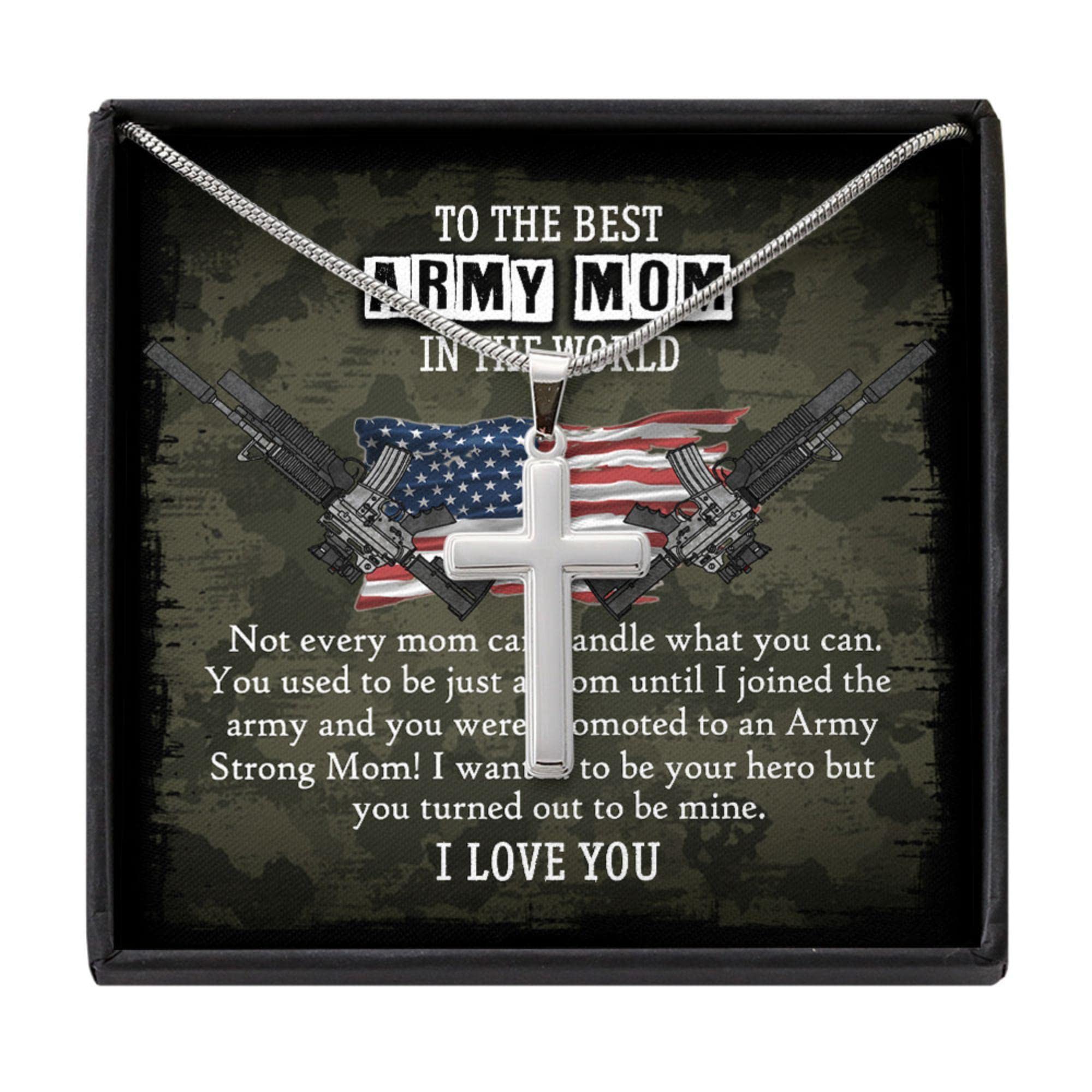 Proud Army Mom Necklace - Love Knot Jewelry Gift for Military Mothers | Mother's Day, Birthday & Special Occasion Gifts | Comes with Elegant Gift Box & Card | Perfect for Deployment, Homecoming & Everyday Wear