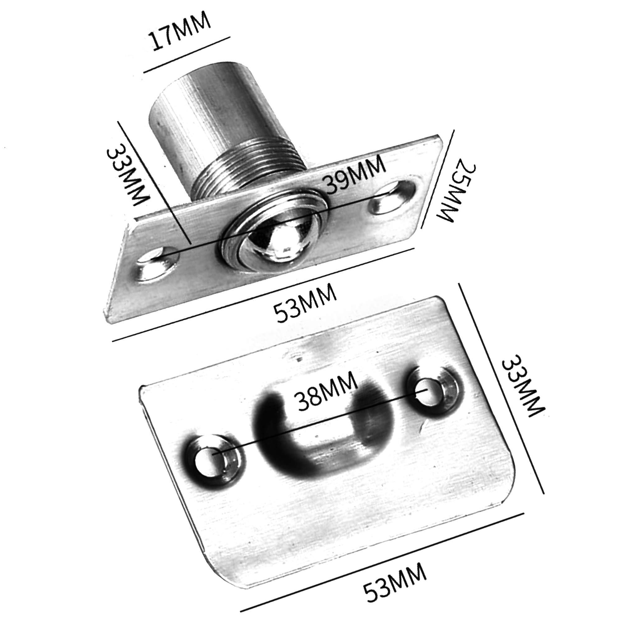 Dasunny 4-Pack Adjustable Stainless Steel Closet Door Ball Catch Locks with Strike Plate - Bright Gold Tone - Perfect for Sliding Doors, Cabinets & Wardrobes