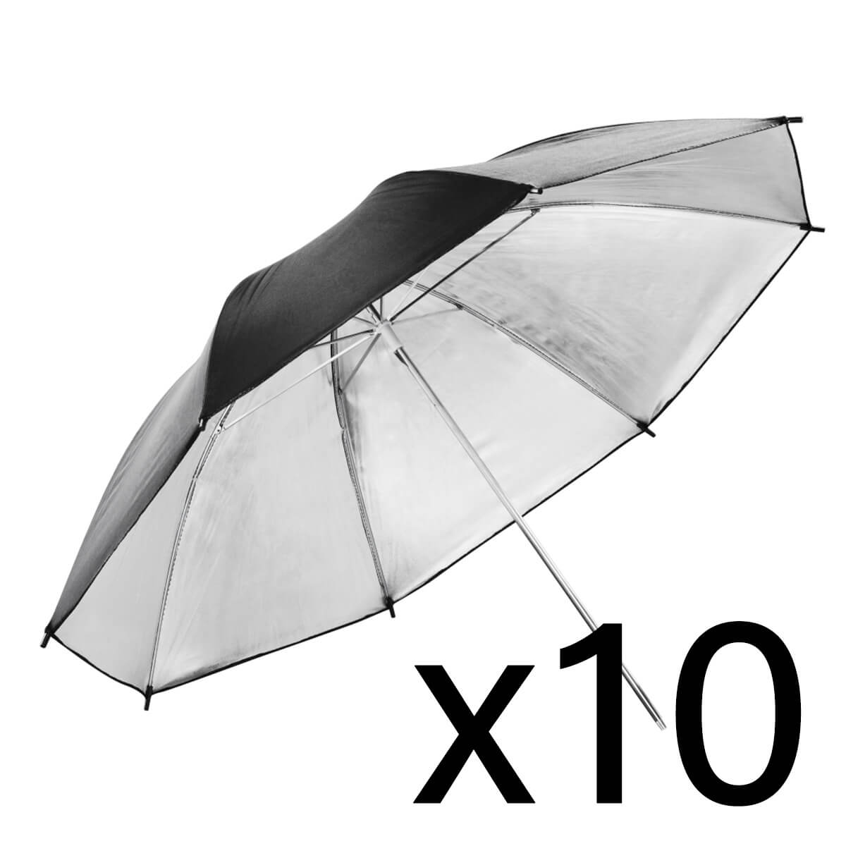 10 Pack 40 Inch Black/Silver Photography Umbrella for Studio Lighting - Perfect for Portrait, Product, and Fashion Photography