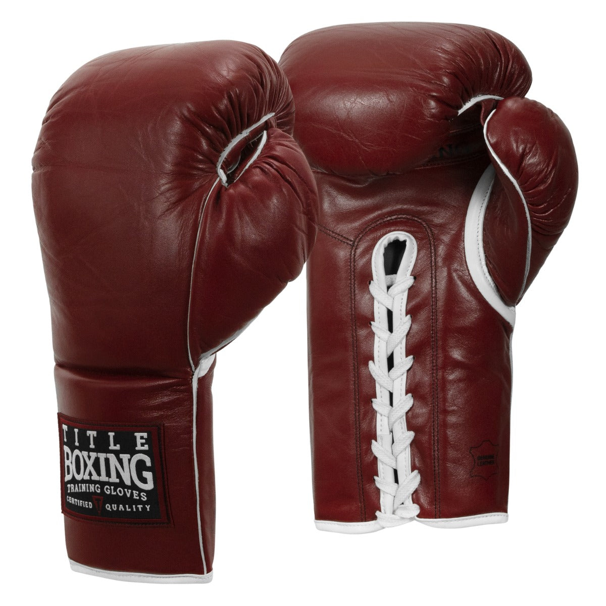 TITLE Boxing Old School Leather Lace-Up Sparring Gloves - Professional Training & Heavy Bag Workouts for Boxing, MMA & Fitness