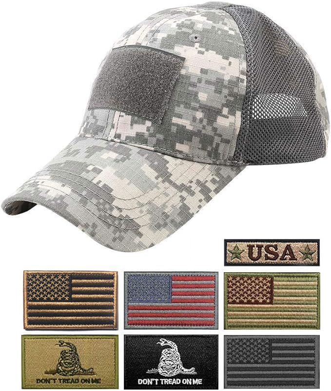 Tactical Operator Caps for Men - Adjustable Military Style Hat with Hook & Loop Patch Panel - Perfect for Outdoor Activities, Hunting, and Airsoft