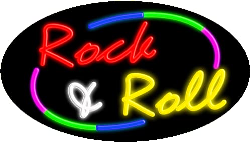 Vintage Rock & Roll Neon Sign - Handcrafted Glass Bar Sign #14558 | Made in USA | Perfect for Home Bar, Man Cave, Music Studio & Retro Decor