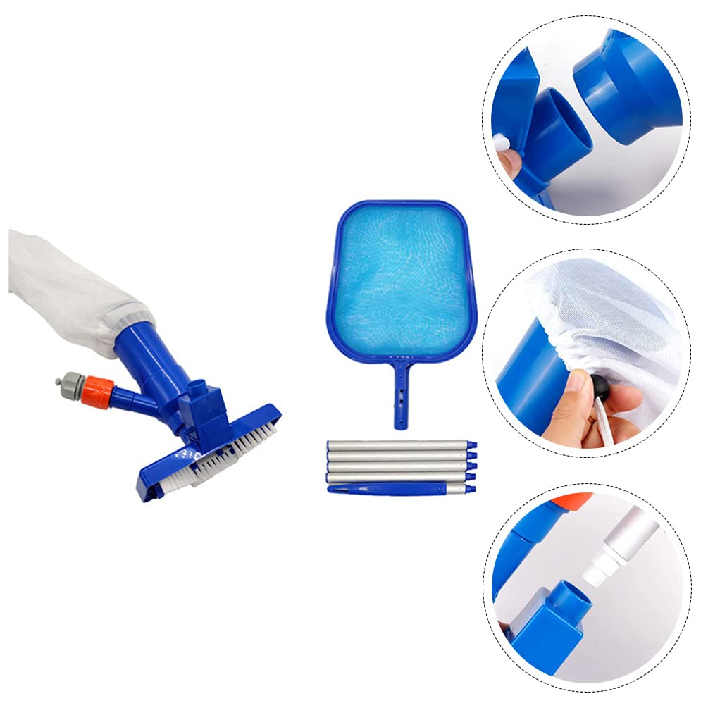 DOITOOL Pool Cleaning Kit - 5-in-1 Swimming Pool Leaf Skimmer Net with Hand Vacuum, Plastic Swing Cleaner for In-Ground & Above Ground Pools - Perfect for Removing Leaves, Debris, and Maintaining Crystal Clear Water