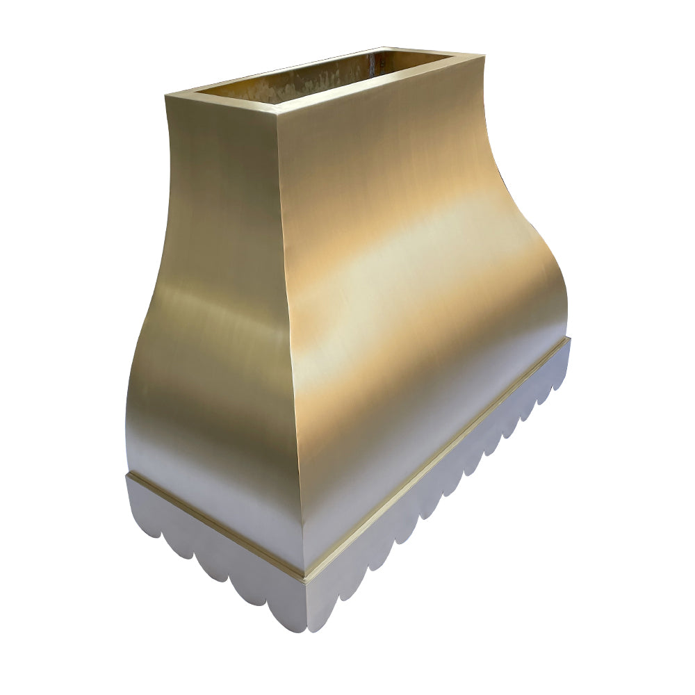 RHM Custom Scalloped Brass Range Hood H1 S02B - Premium Kitchen Ventilation for Susan - Perfect for Modern Farmhouse & Luxury Home Kitchens