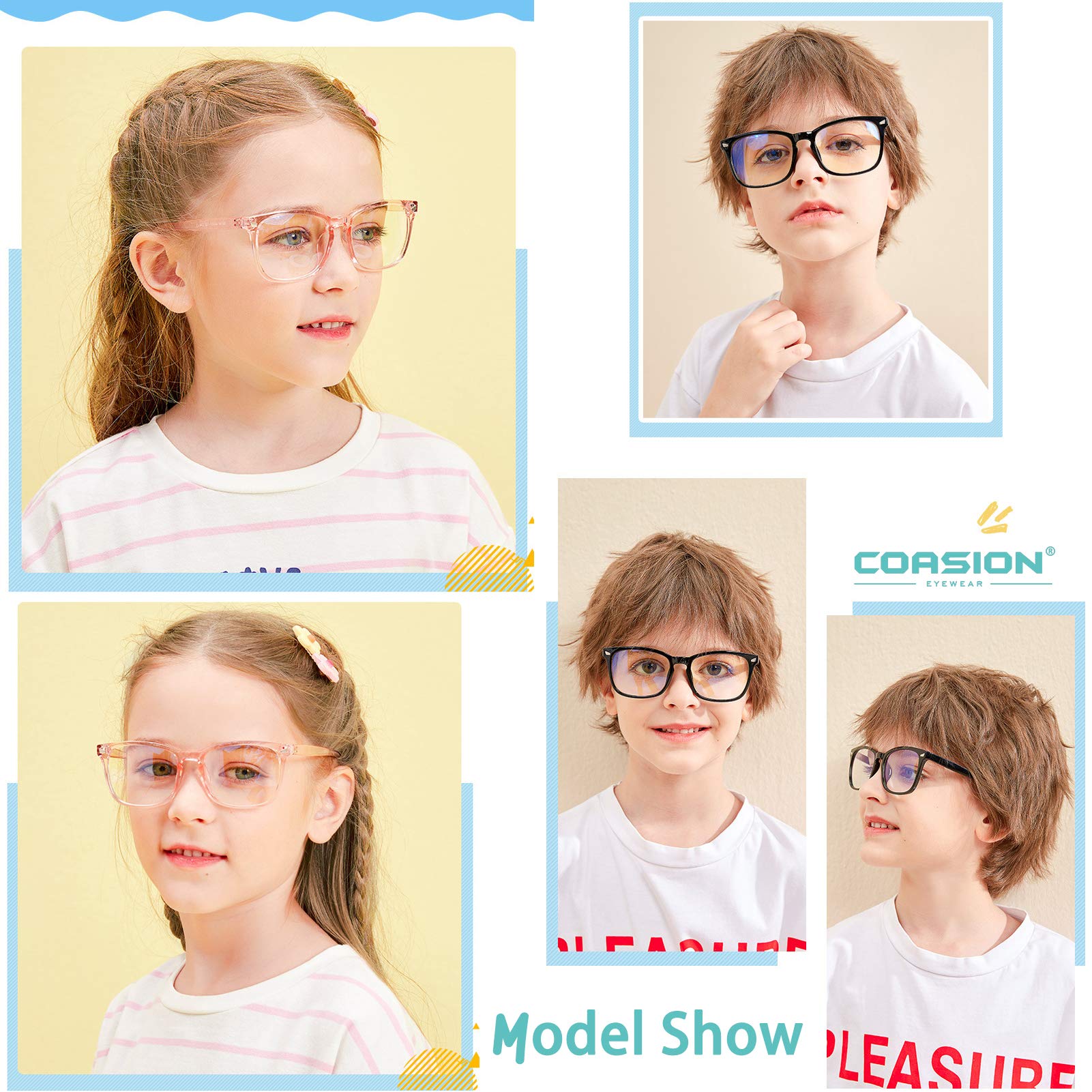 COASION Blue Light Blocking Glasses for Kids Age 3-12 (3 Pack) - Computer & Screen Protection Glasses for Boys & Girls - Perfect for Online Learning, Gaming & Digital Device Use