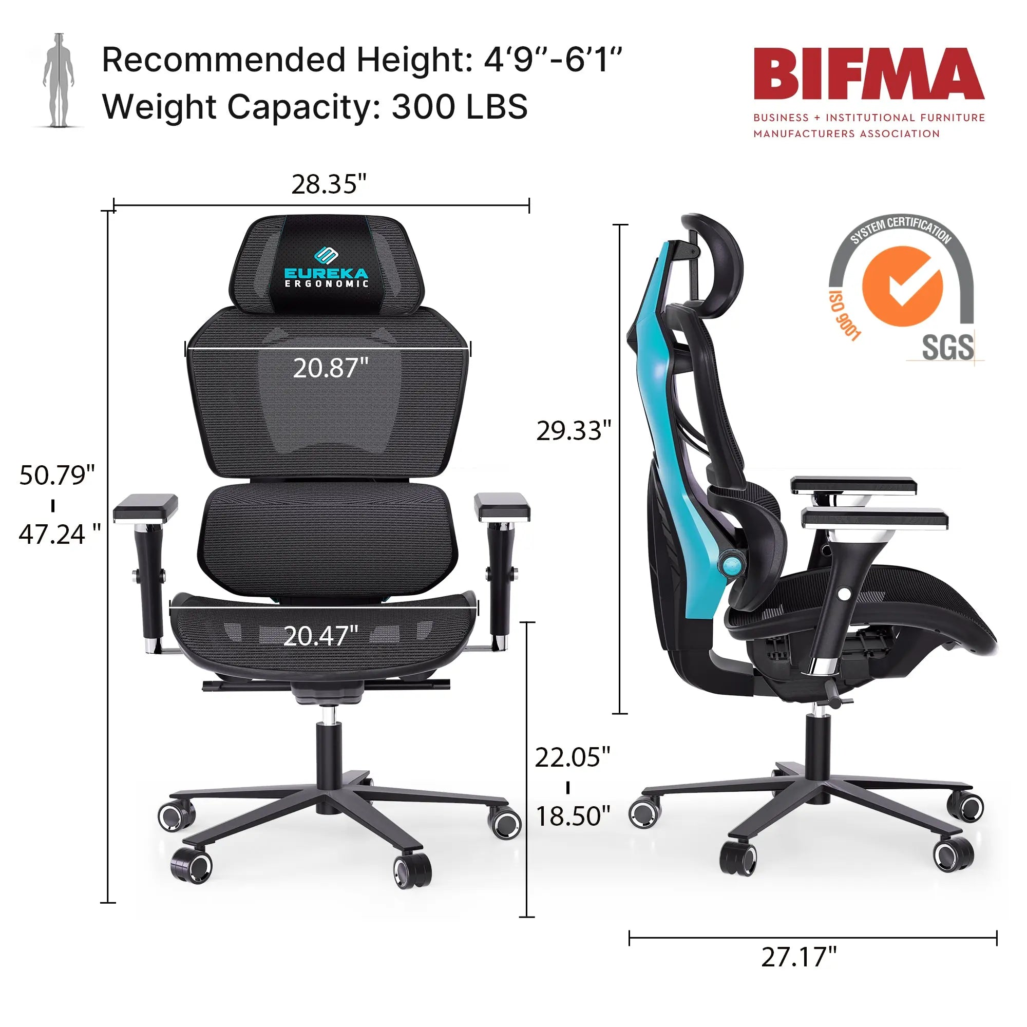 Typhon Hybrid Ergonomic Gaming Chair - Adjustable Lumbar Support & Headrest for PC, Office & Console Gaming - Comfortable Racing Style Chair for Long Hours of Work or Play