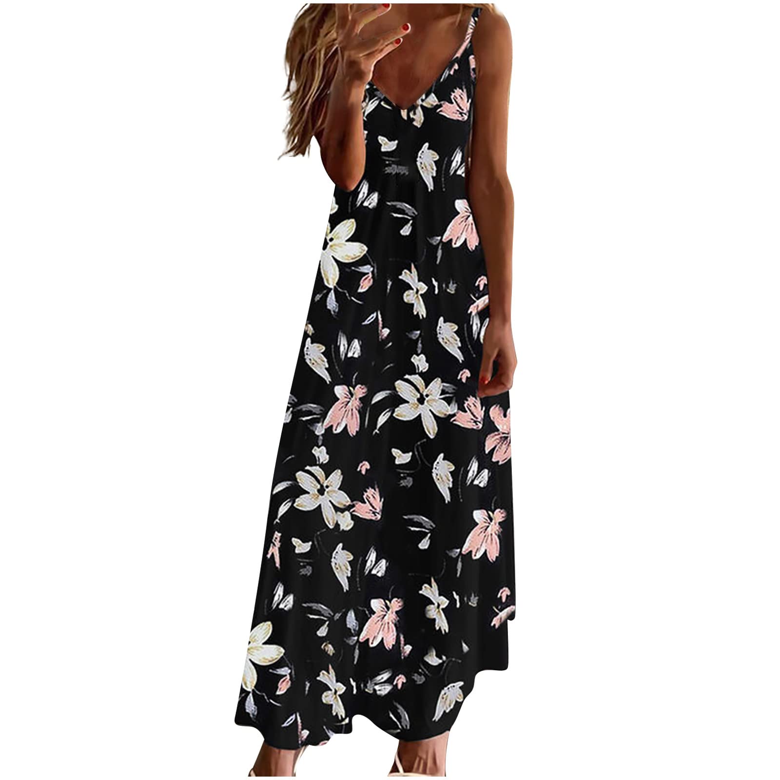 SHOPESSA Women's Casual Summer Sundress - Sleeveless Long Maxi Dress for Beach, Vacation & Cruise Wear | Flowy Going Out Dress for Outdoor Parties & Date Nights