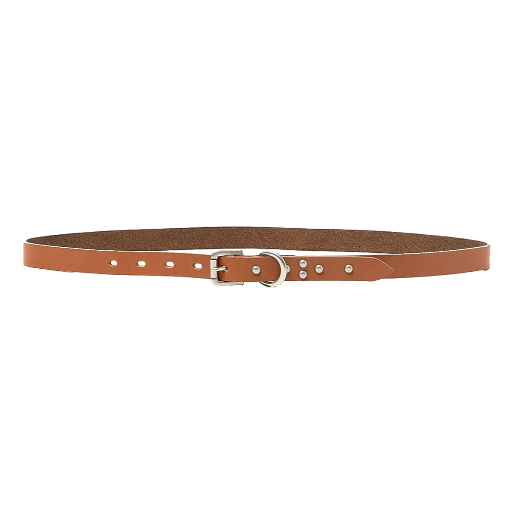 HOBO STUDDED ROLLER BUCKLE BELT - Genuine Cow Leather in Camel Color - Perfect for Casual Outfits, Rock Style & Everyday Wear