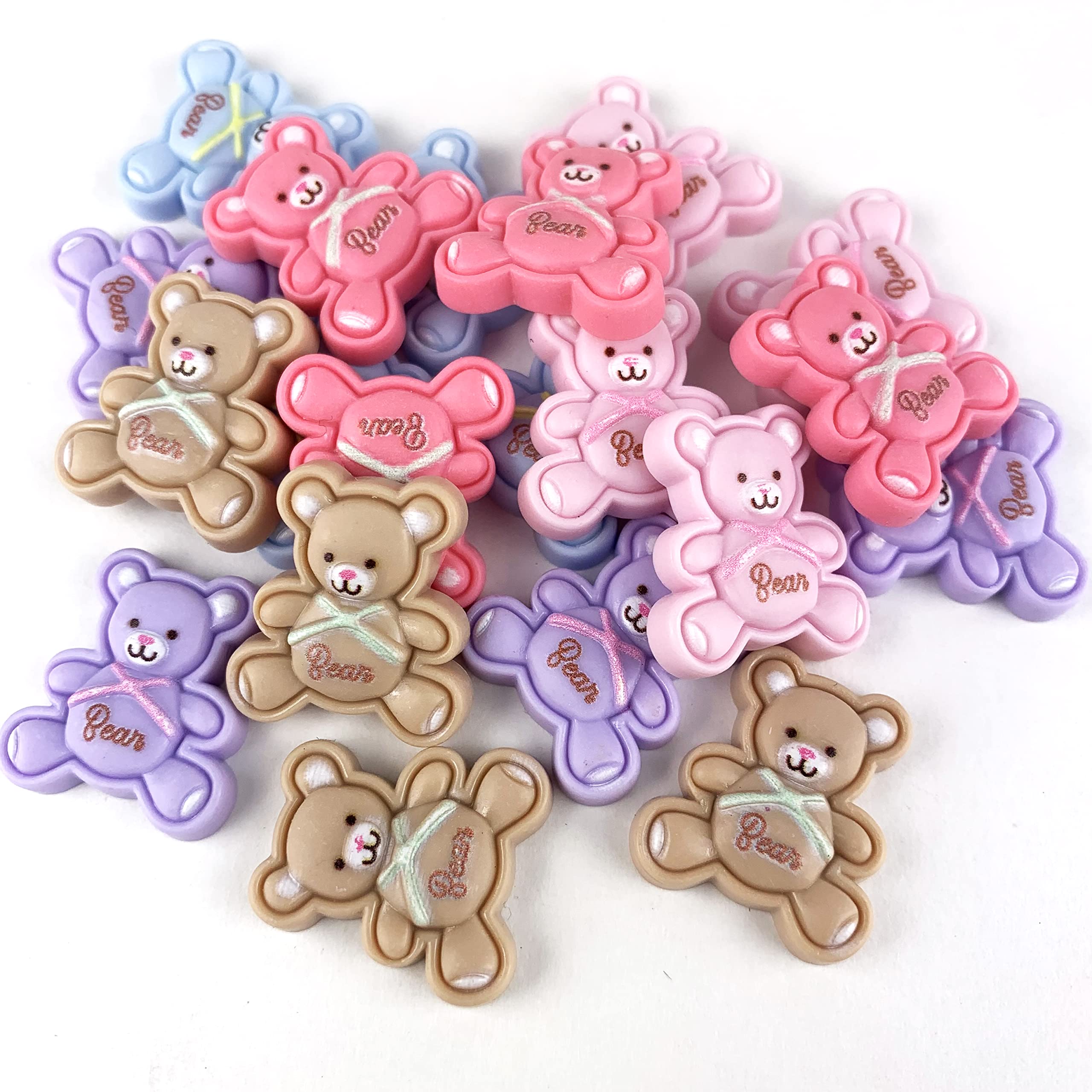 Mini Flatback Cabochon Bear Charms - 20PC Resin Decor for DIY Crafts & Scrapbooking