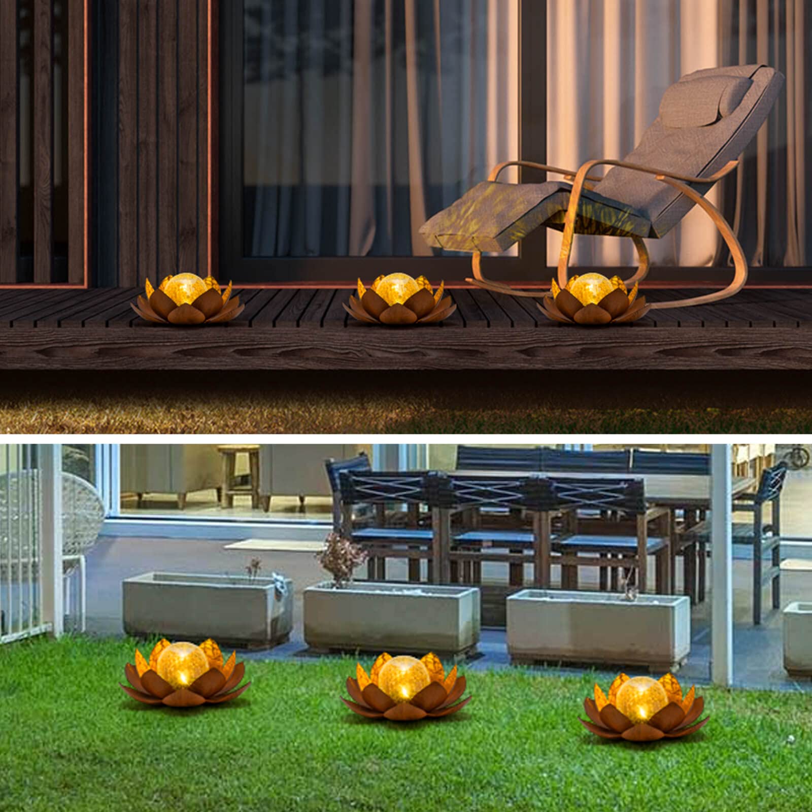Solar Powered Metal Lotus Flower LED Outdoor Lights - Waterproof Garden Decor for Pathway, Lawn, Patio & Yard - Perfect Gift for Women & Mom - Ideal for Garden Parties, Wedding Decor & Landscape Lighting