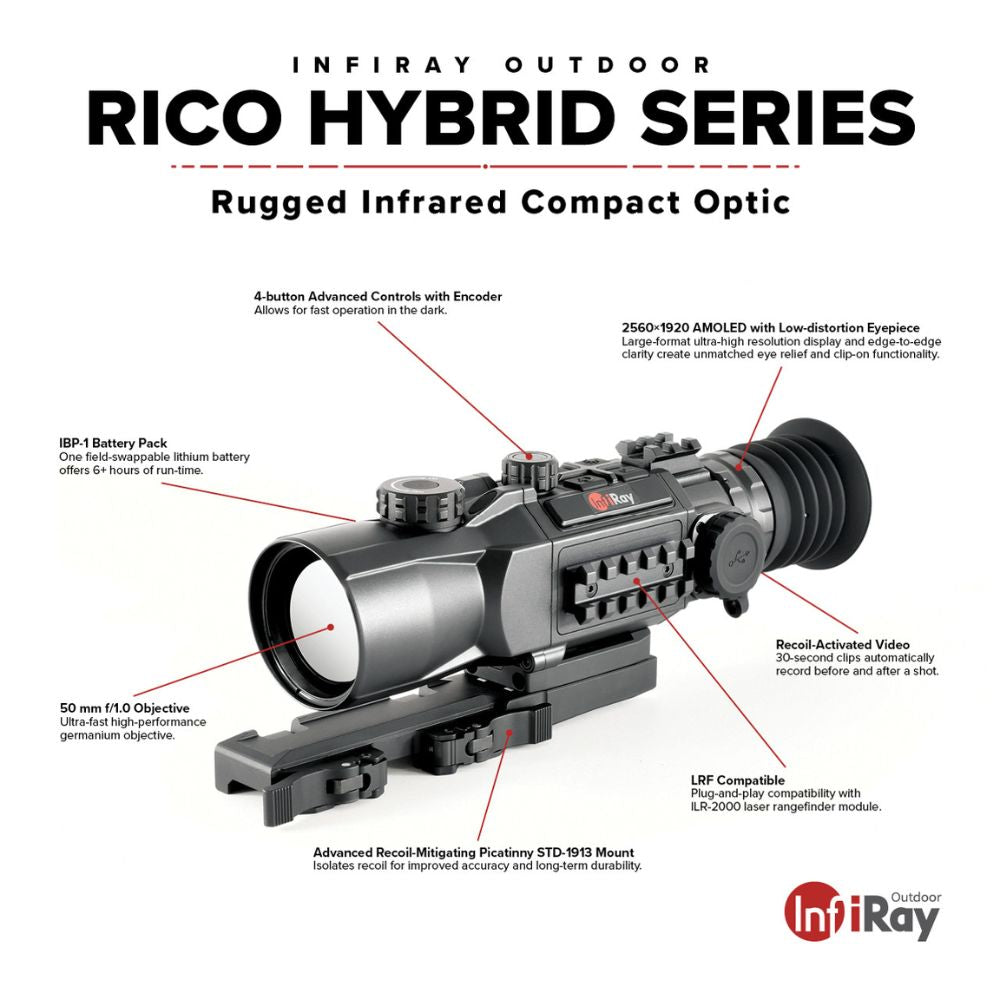 iRay Rico Hybrid 640 3X 50mm Thermal Imaging Monocular - WiFi & Bluetooth Compatible for Hunting, Surveillance, and Outdoor Adventures