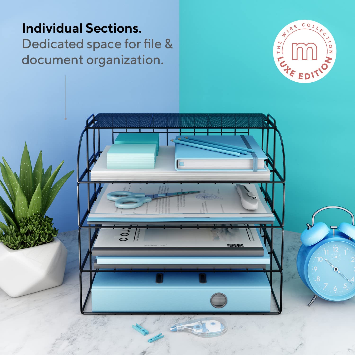 4-Tier Black Wire Desk Organizer - File & Paper Tray for Home Office | Letter Tray, Magazine Holder & Document Organizer | Perfect for Office, Study & Workspace Organization