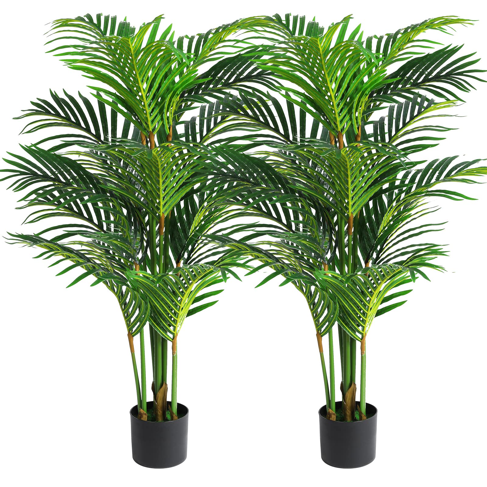 VIAGDO 4ft Artificial Areca Palm Tree - 12 Trunks Fake Tropical Plant, Potted Silk Dypsis Lutescens for Home & Office Decor - Indoor Floor Corner Decoration (2 Pack) - Perfect for Living Room, Bedroom, or Workspace