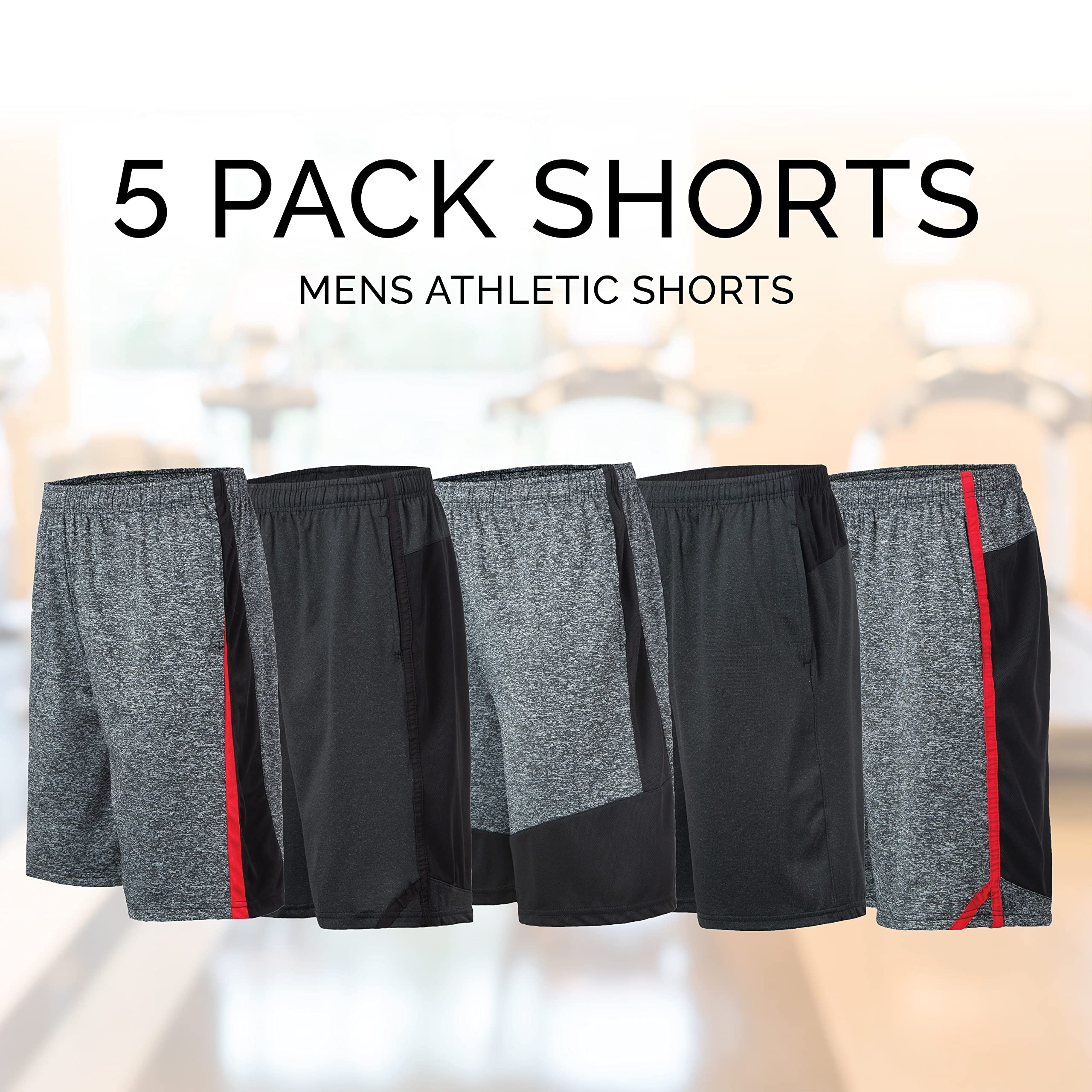 5 Pack Men's Athletic Shorts - Quick Dry Activewear for Basketball, Workout, Gym & Running | Comfortable Training Shorts for Sports & Casual Wear