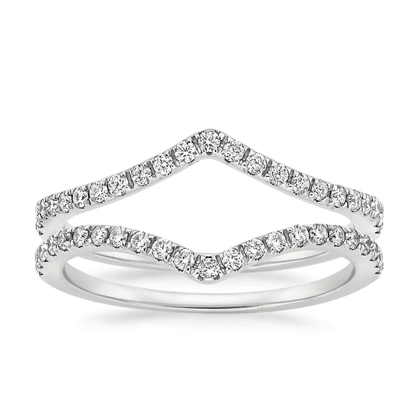 Flair Nested Diamond Ring Stackable Wedding Band - 14K White Gold Dainty Stacking Ring for Women | Perfect for Bridal Sets, Anniversary Gifts & Everyday Elegance