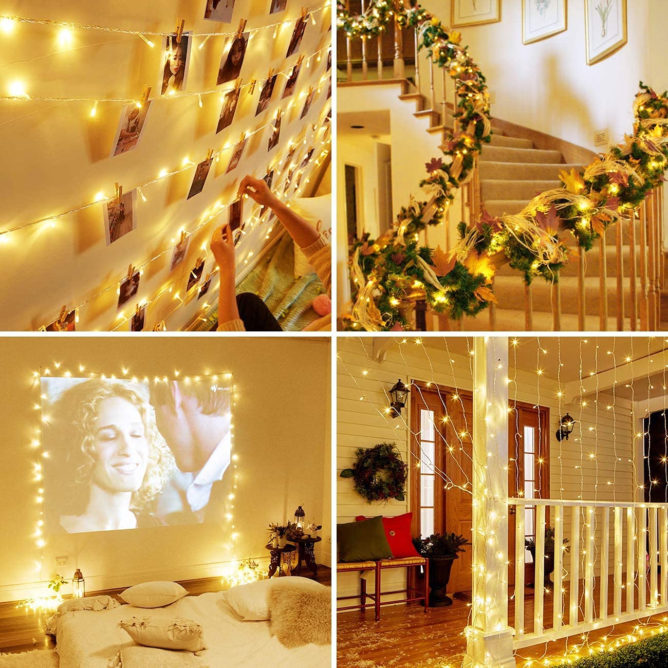 200 LED Fairy String Lights - 66ft Warm White Extendable Outdoor/Indoor Lights with Memory Modes Controller for Bedroom, Wedding, Christmas, Party, Halloween & Patio Decorations | Perfect for Home, Garden and Event Lighting