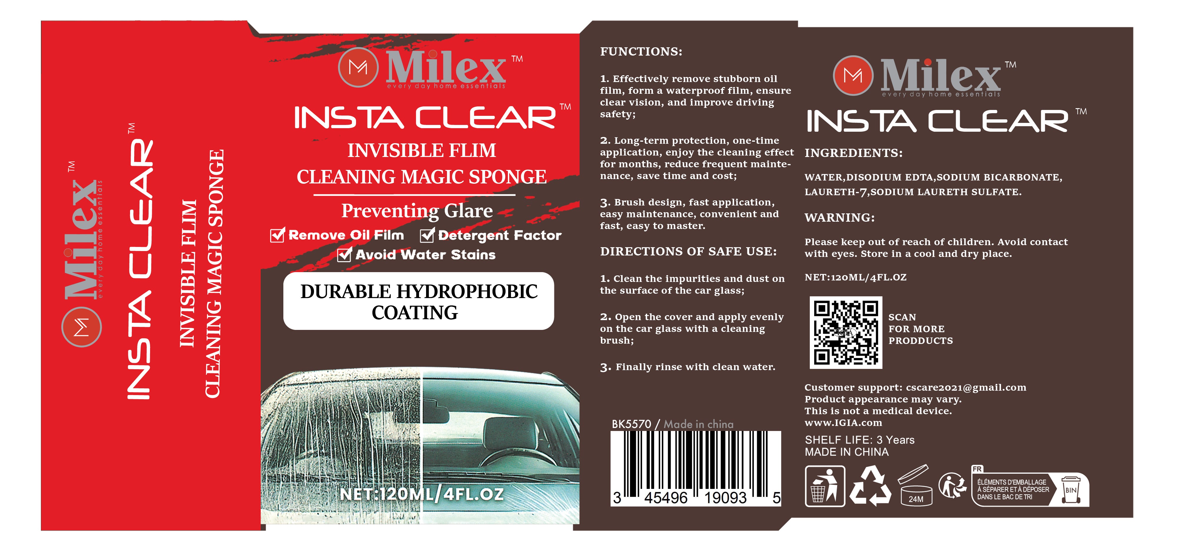 HOMEMAX INSTA CLEAR - Fast-Acting Glass & Surface Cleaner Spray for Streak-Free Shine | Perfect for Windows, Mirrors, Countertops & More | Quick & Easy Cleaning Solution for Home & Office